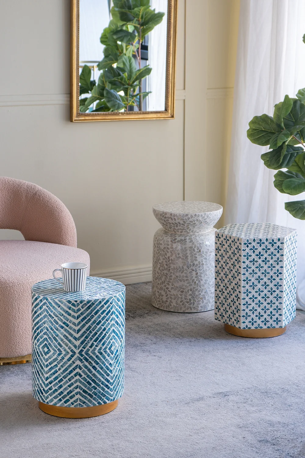 Round Capiz Side Table