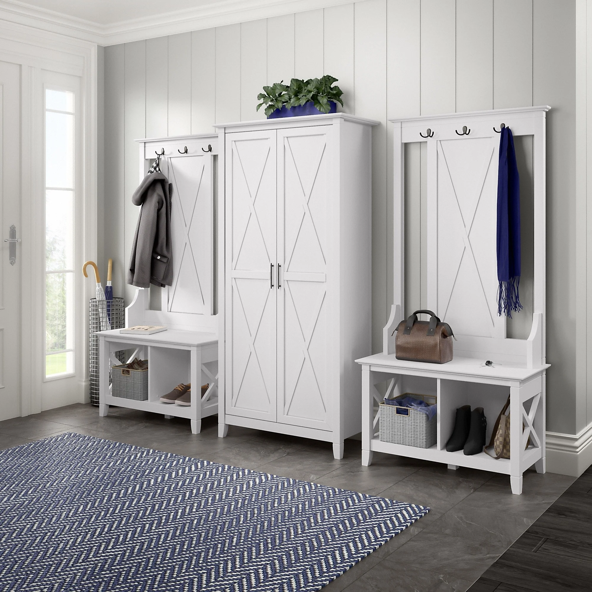 Key West Hall Tree with Shoe Storage Bench by Bush Furniture