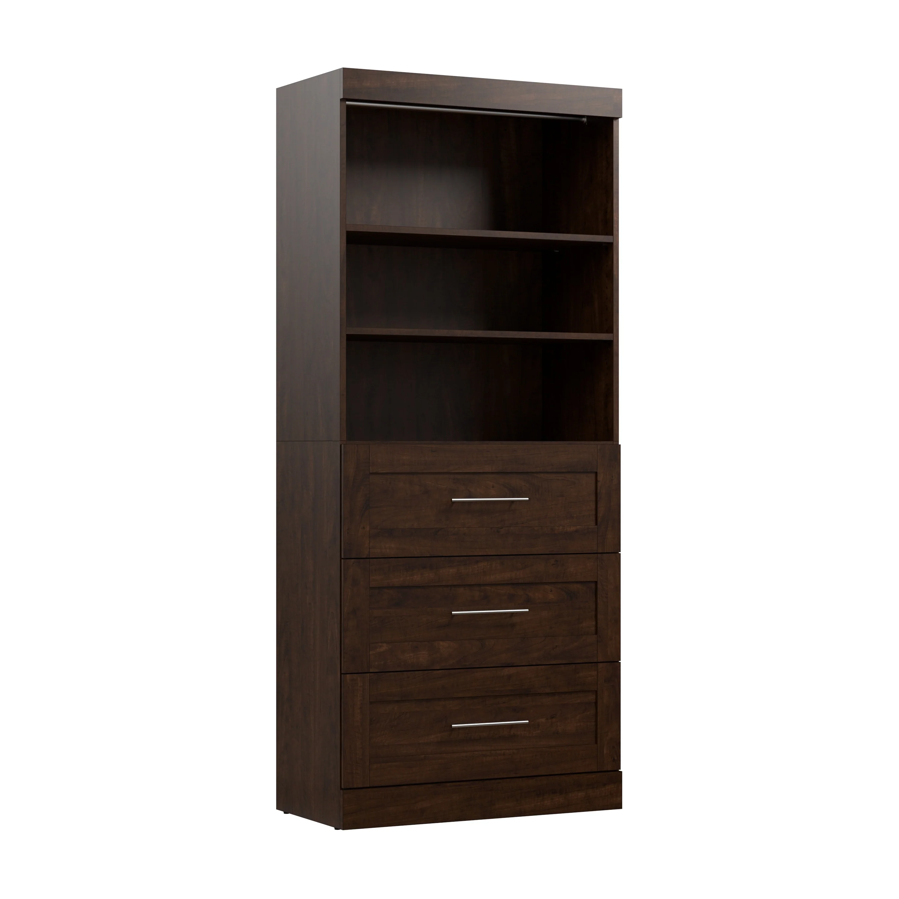 Bestar Pur 36W Closet Organizer with Drawers and Shelving