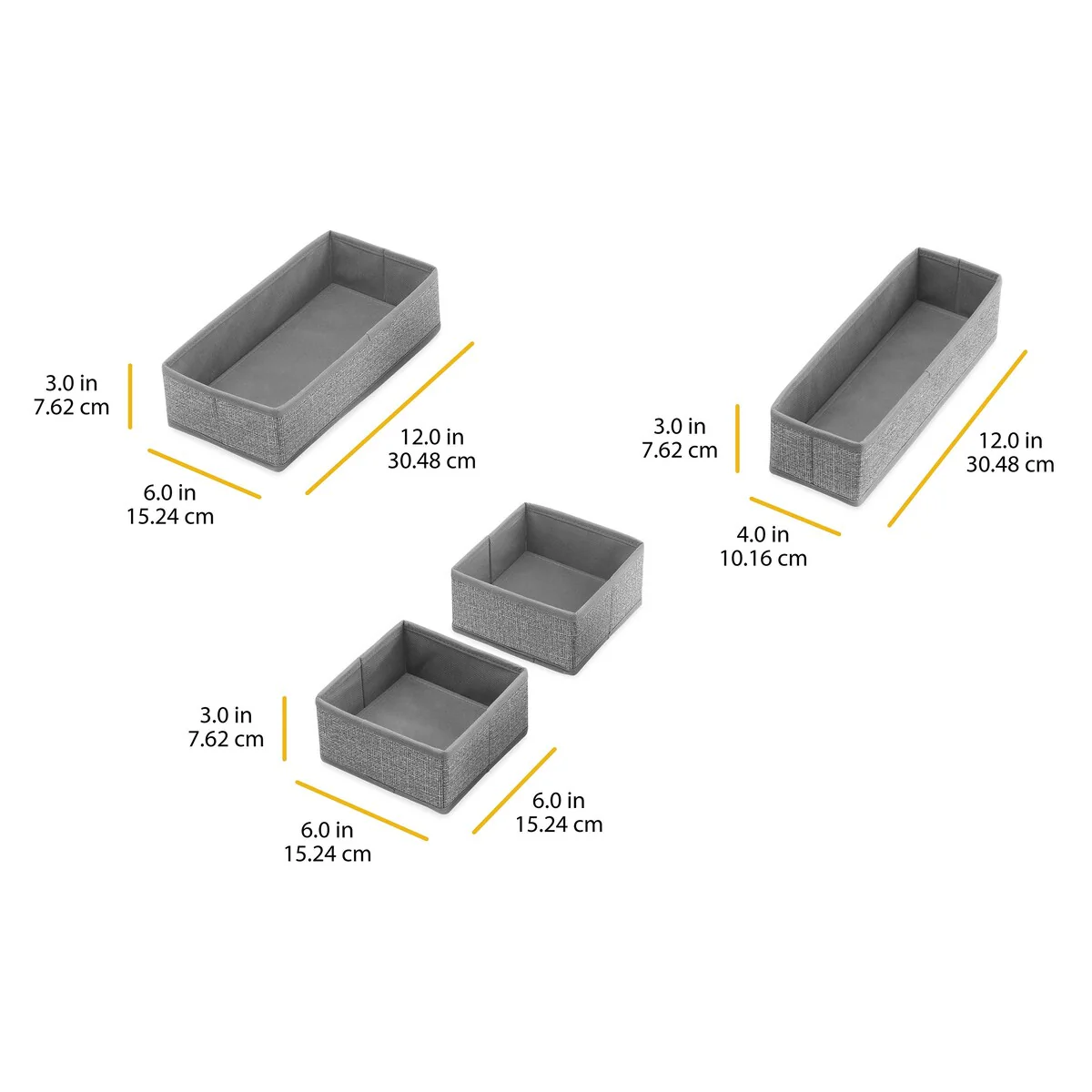 Whitmor Drawer Organizers - Gray - Set of 4