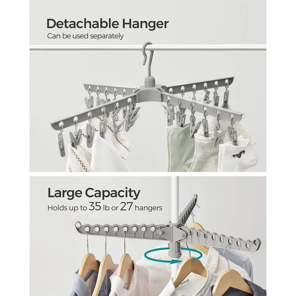 Stainless Steel Foldable Clothes Drying Rack with 360° Rotatable Arms Large Capacity and Space-Saving Design