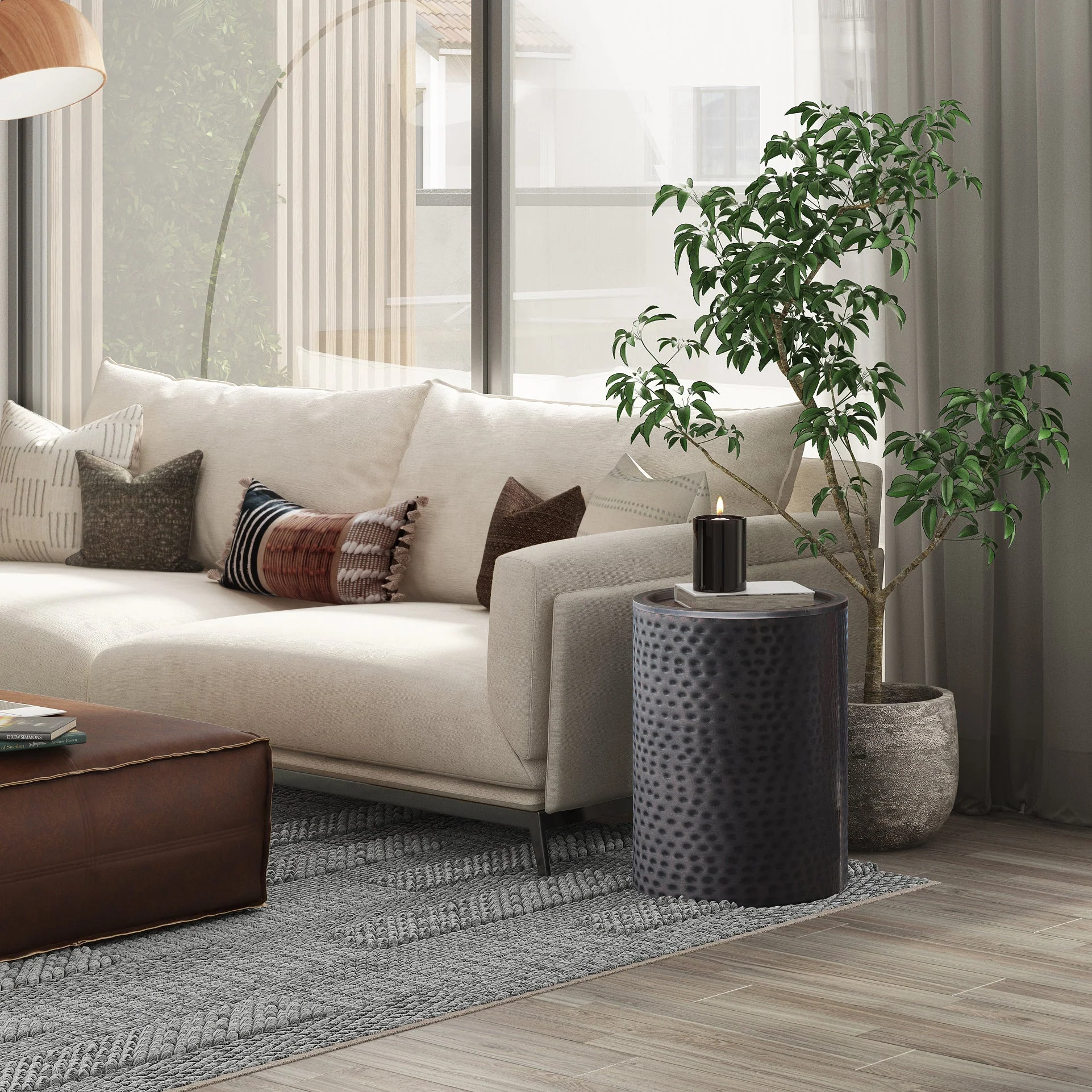 Hyperion Side Table with Round Cylinder Shape