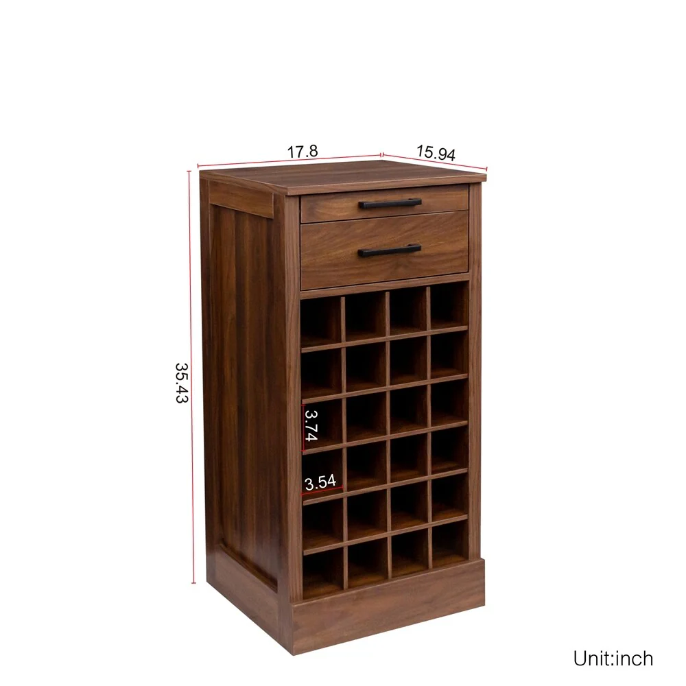 28 Slots Wood Wine Bar Cabinet with Storage Shelves - N/A