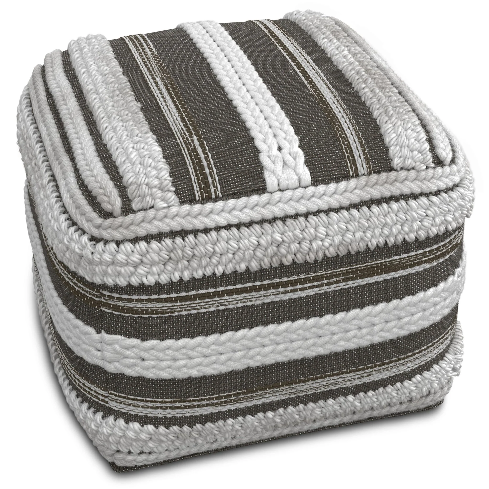 Zenarique Handcrafted Cotton Woven Pinstripe Pouf