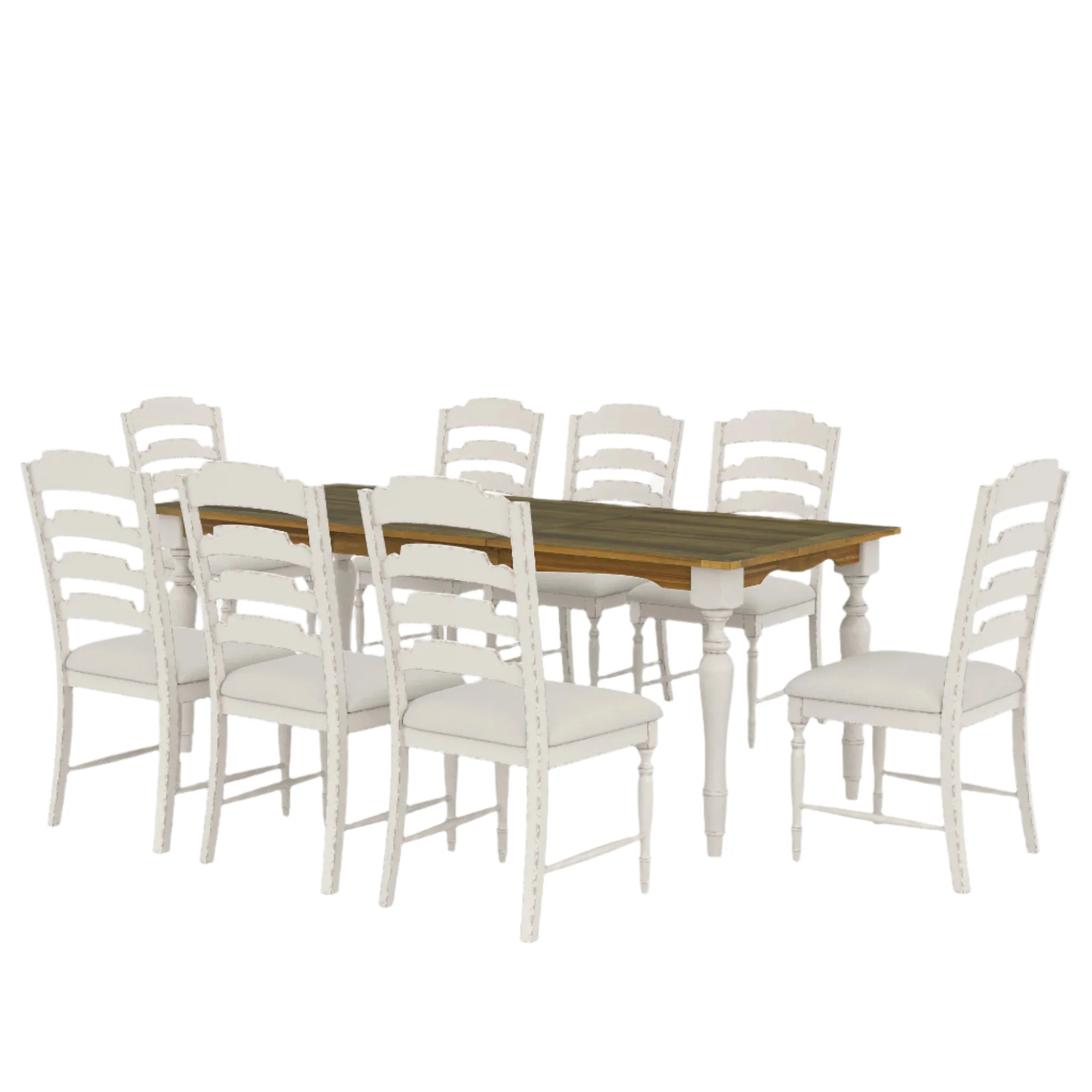 Foreverx 9-Piece Dining Set with Removable Leaf Table and 8 Upholstered Dining Chairs