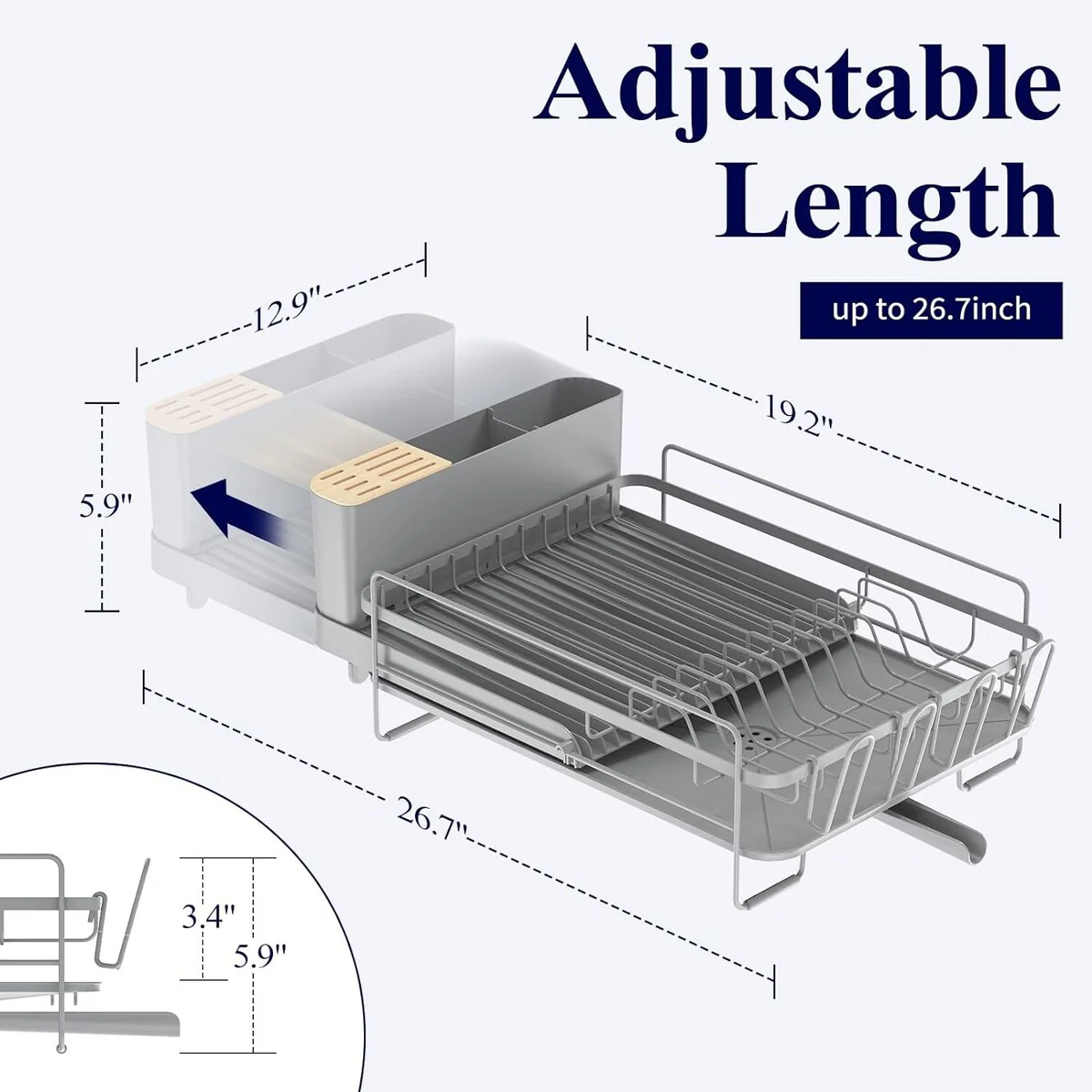 26.7'' Kitsure Large Dish Drying Rack - Extendable Dish Rack