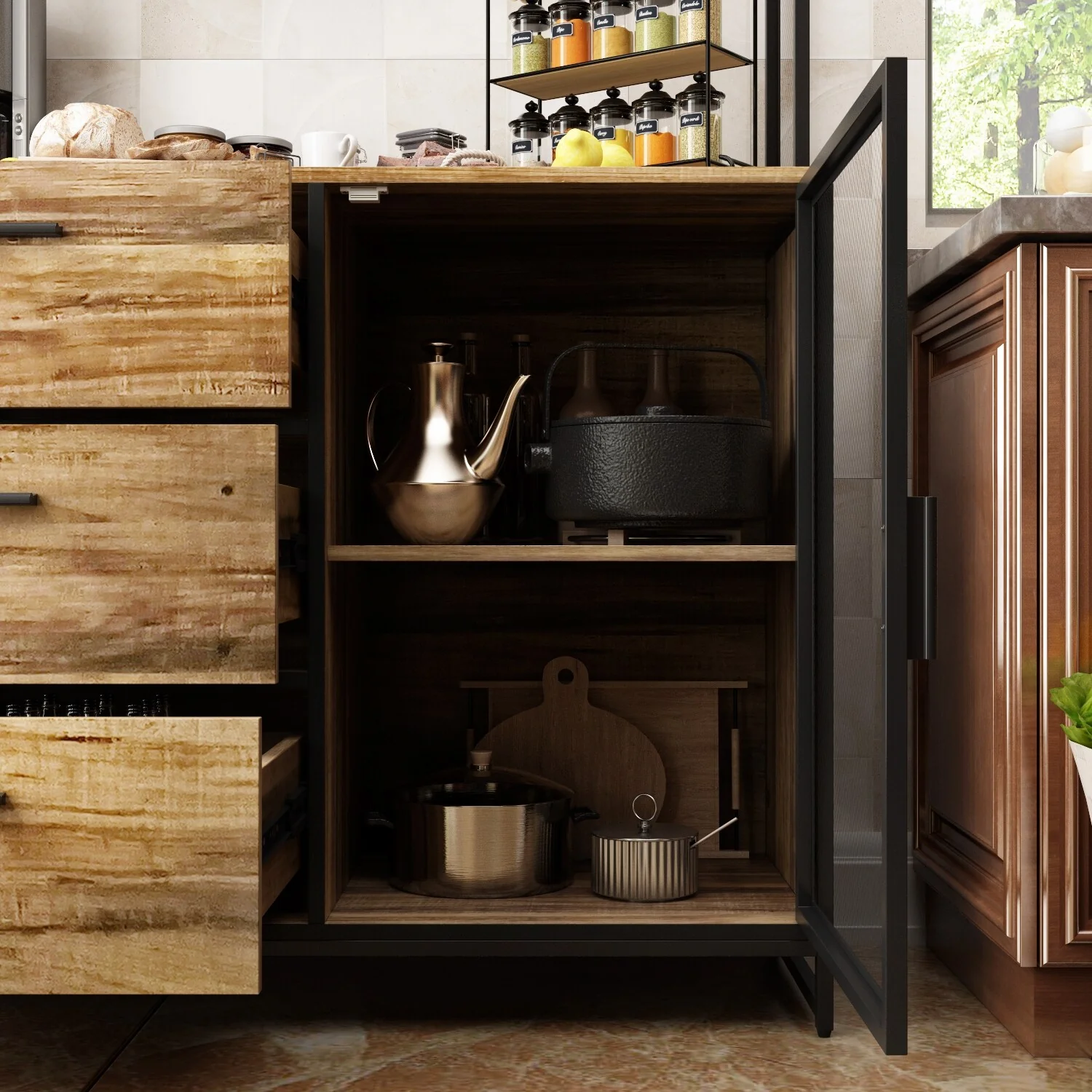 Large Buffet with Hutch,Kitchen Pantry Cupboard Sideboard