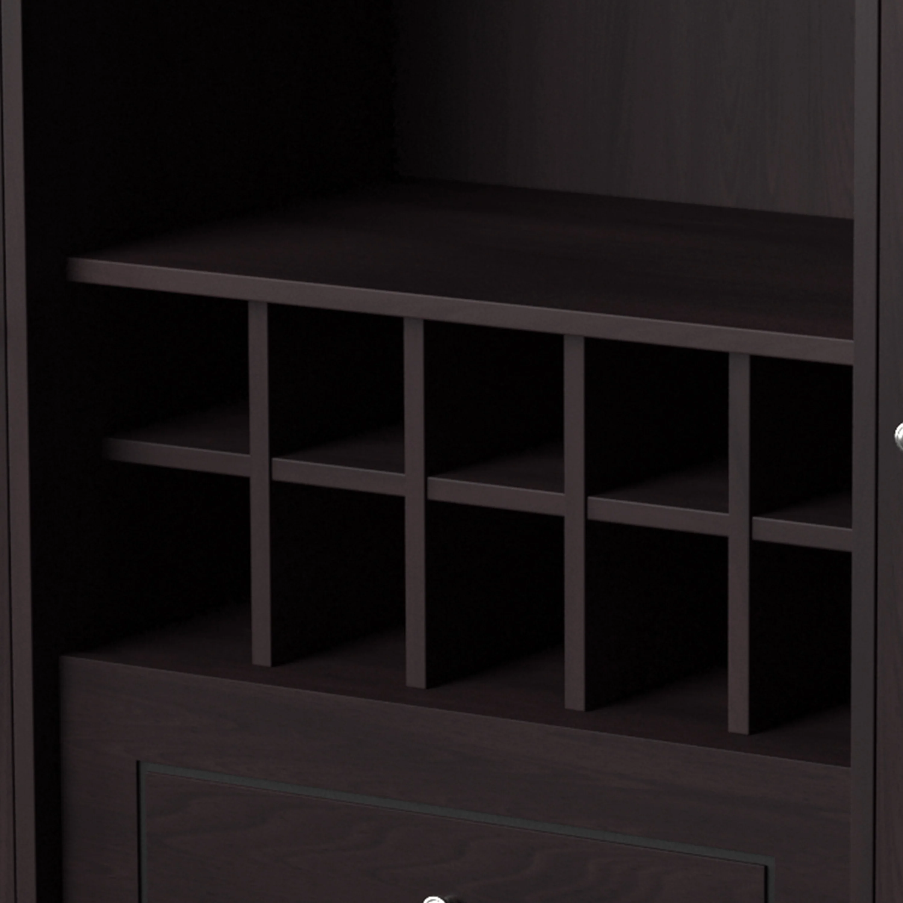 Furniture of America Rustic Espresso 6-shelf Dining Buffet with Wine Rack