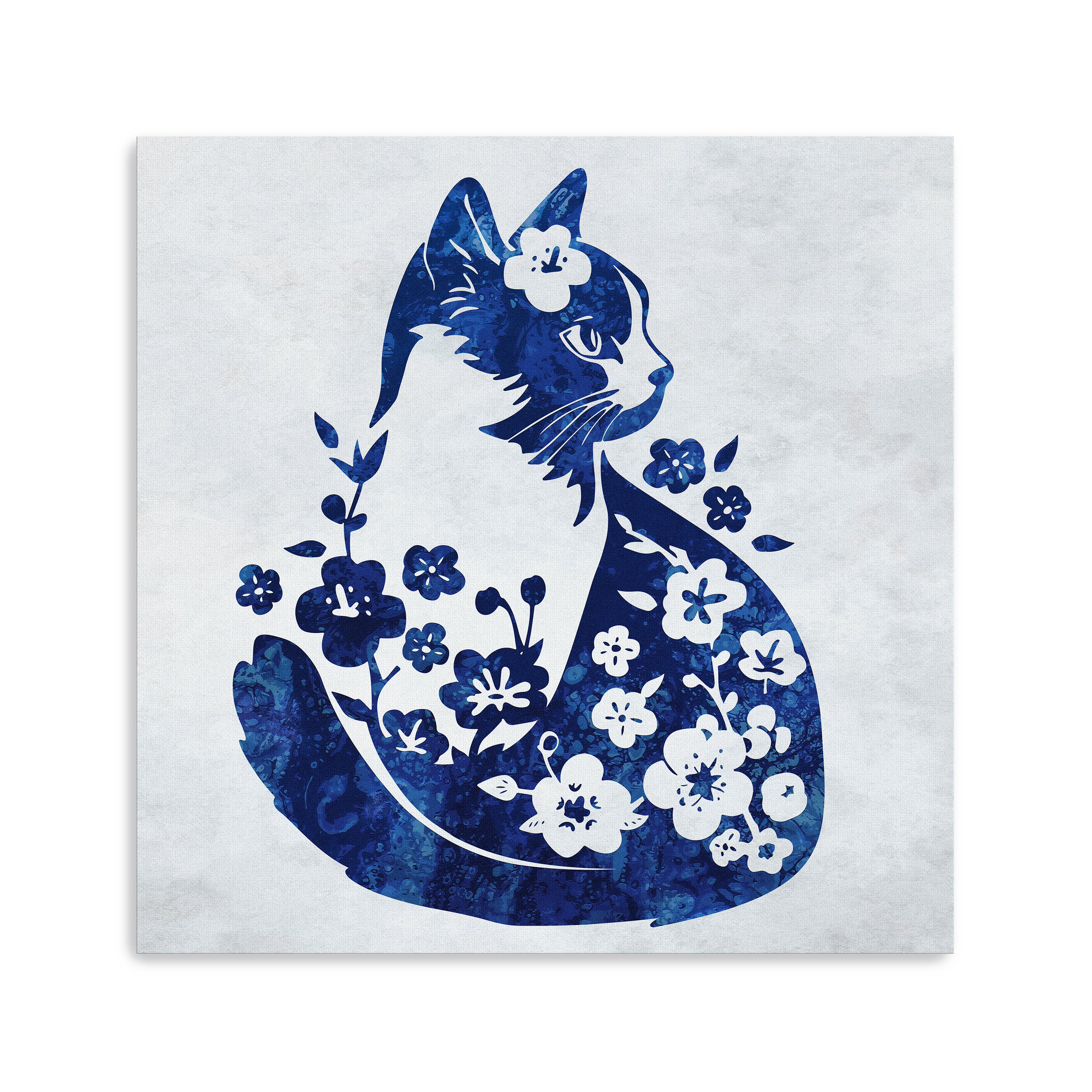 Cat Floral Canvas Giclee