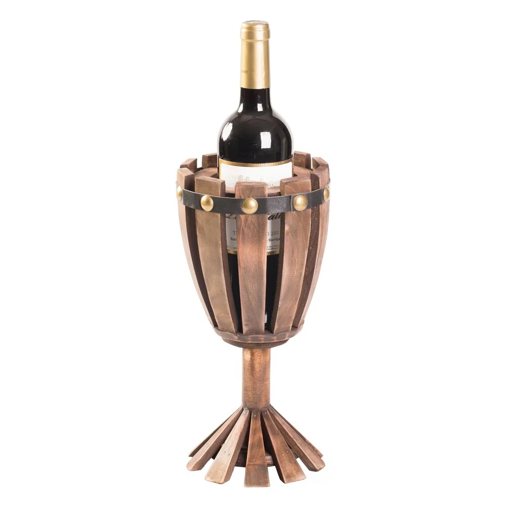 Wooden Wine Goblet Shaped Vintage Decorative Single Bottle Wine Holder