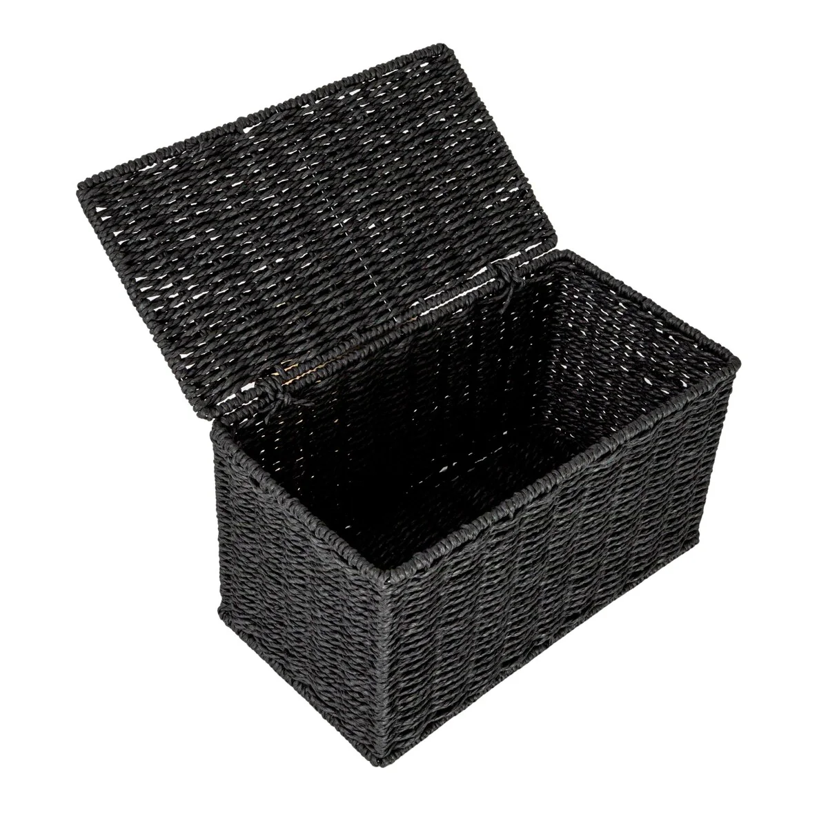 Household Essentials Handwoven Paper Rope Wicker Basket with Lid - 11.8