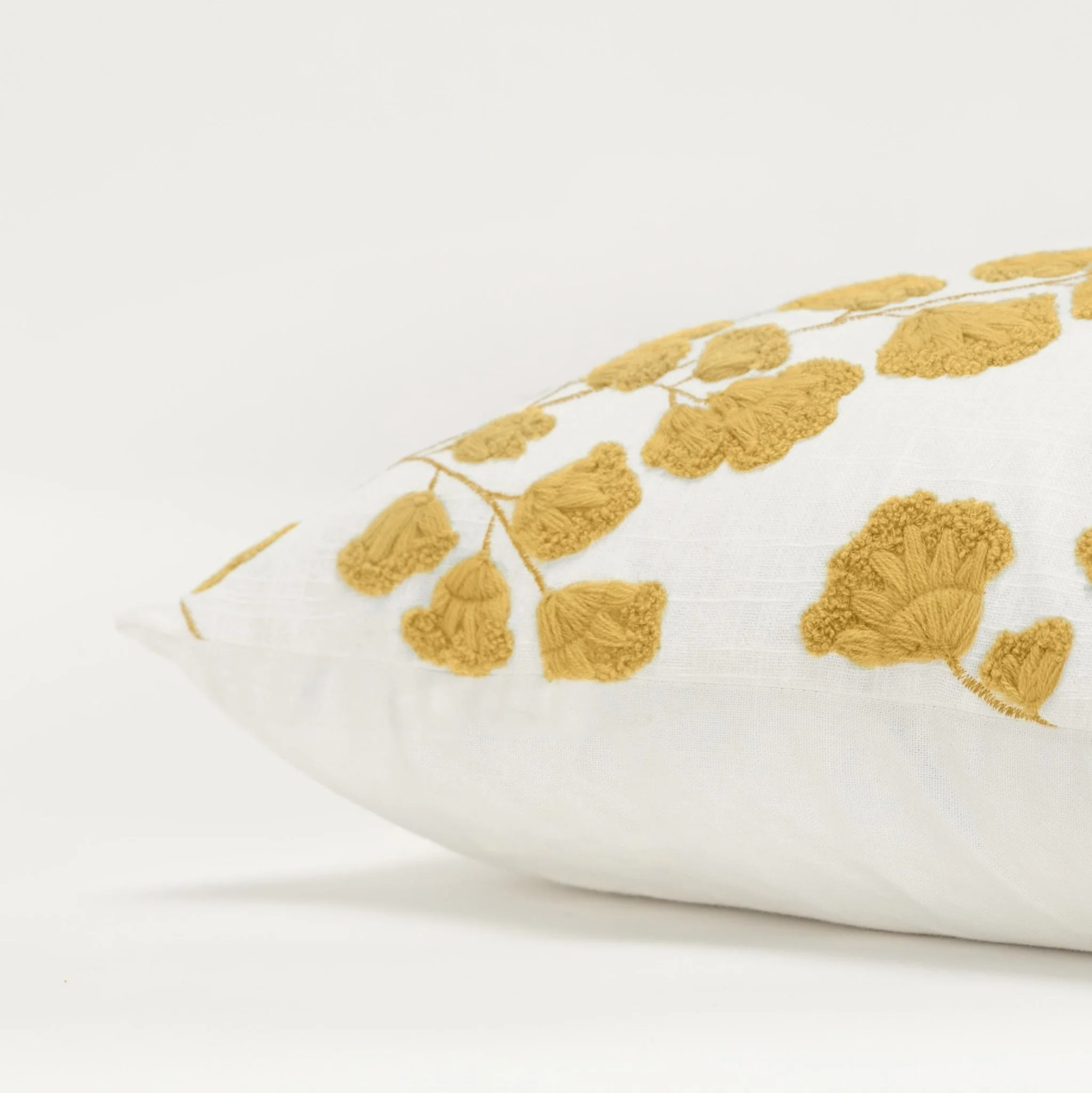 Embroidered Cotton Botanical  Decorative Throw Pillow