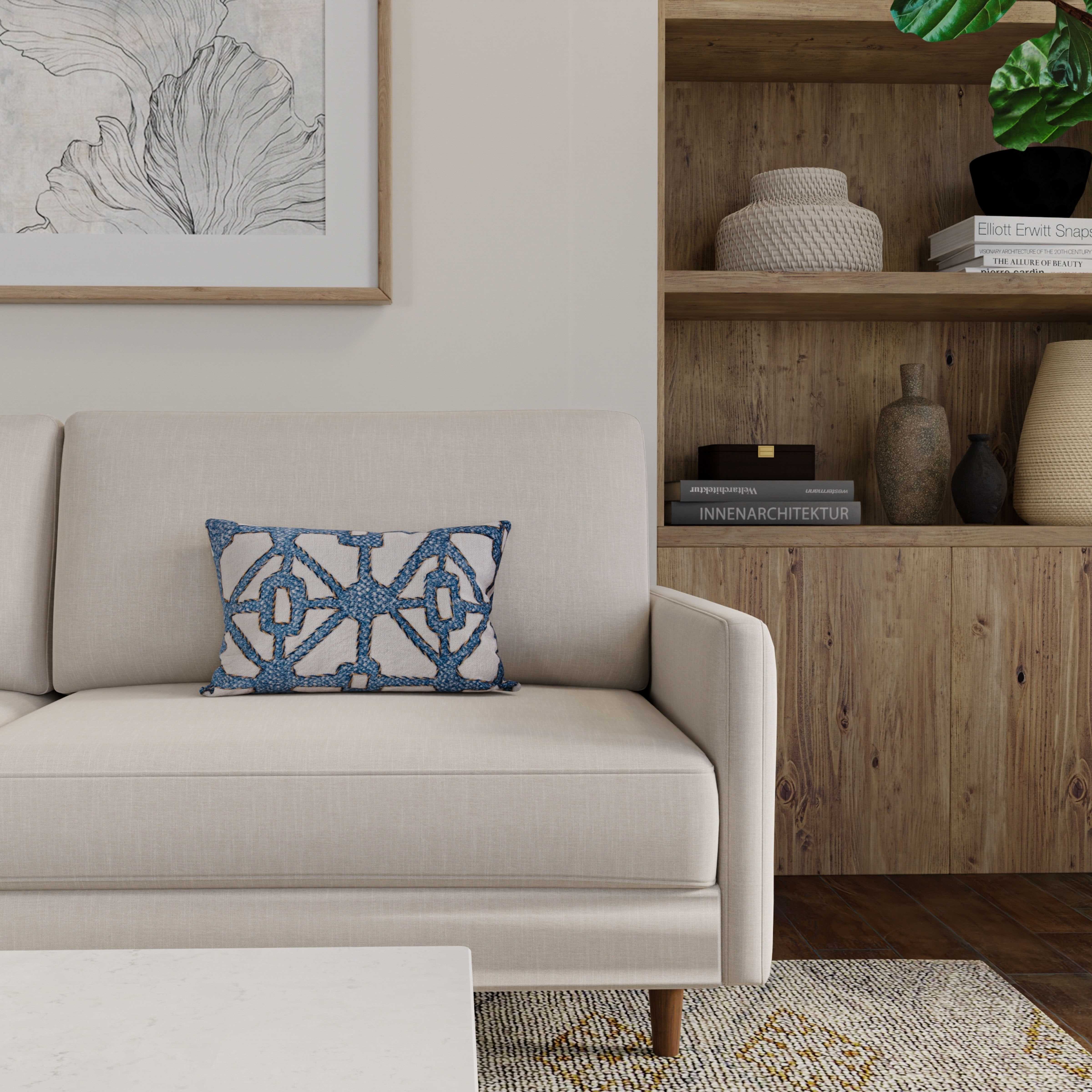 Woven Embroidered Geometric Down Alternative Decorative Throw Pillow