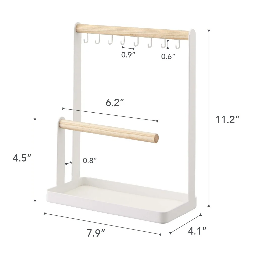 Yamazaki Home Jewelry and Accessory Display, Steel and Wood - L 4.13 x W 7.87 x H 11.22 inches