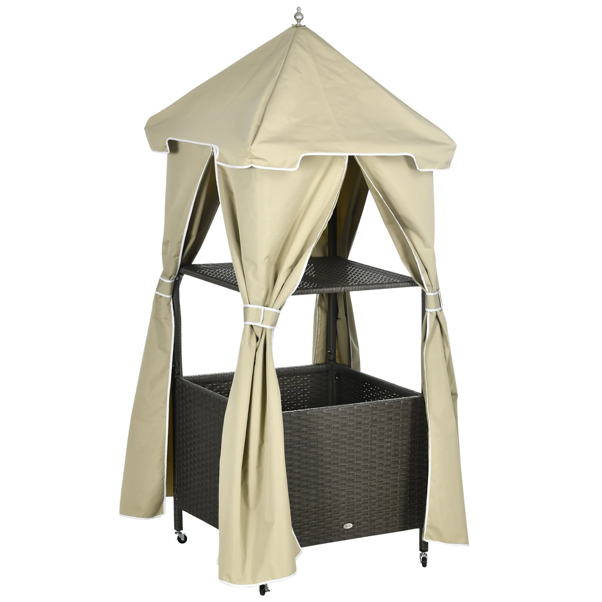 Outsunny Outdoor Towel Valet Caddy, Covered Poolside Towel Holder Rack