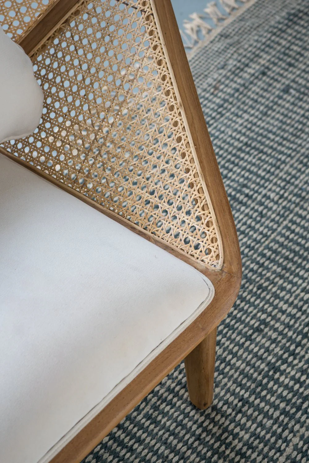 Leisure Chair with Rattan Cane Back and Hexagonal Design