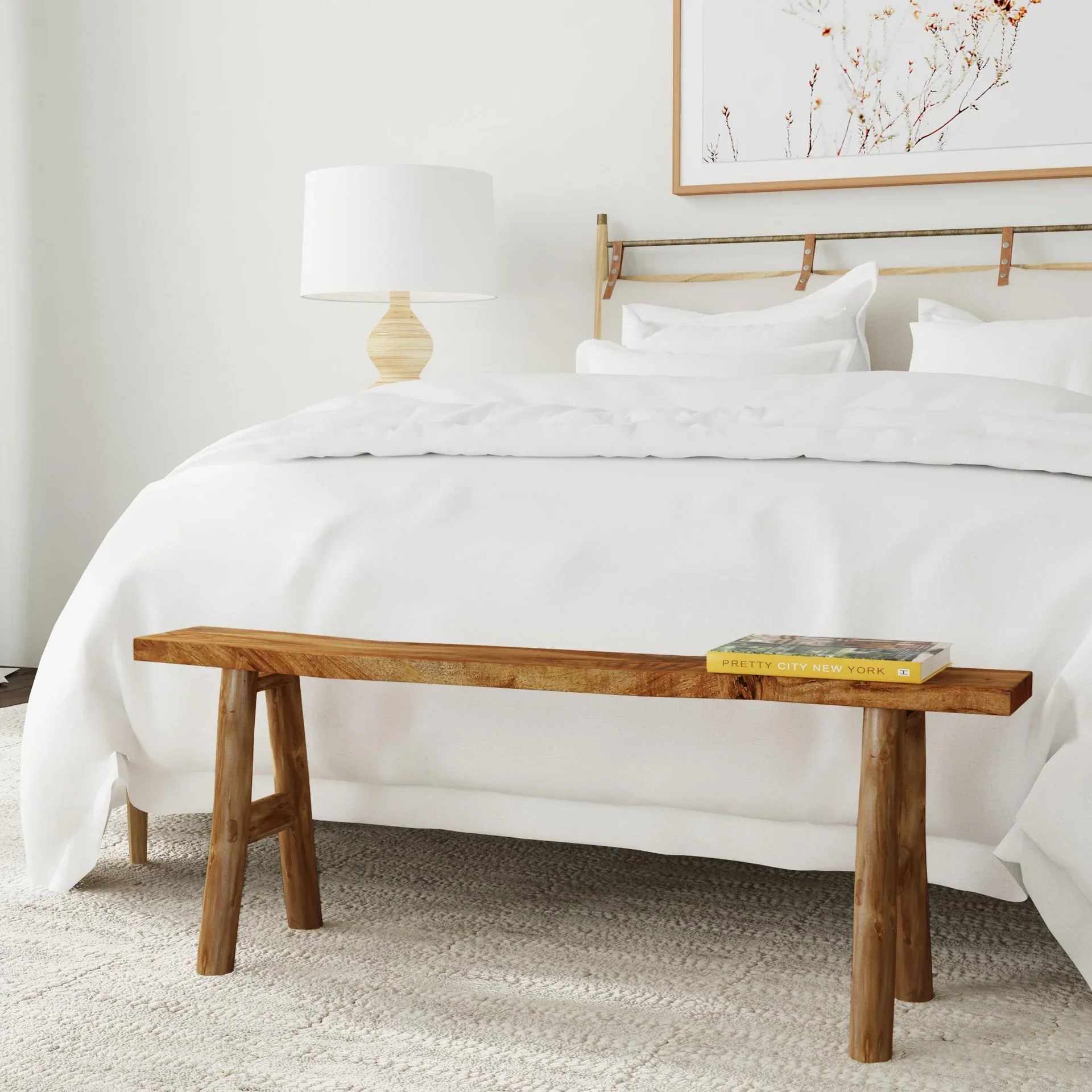 Narrow Solid Wood A-Frame Bench