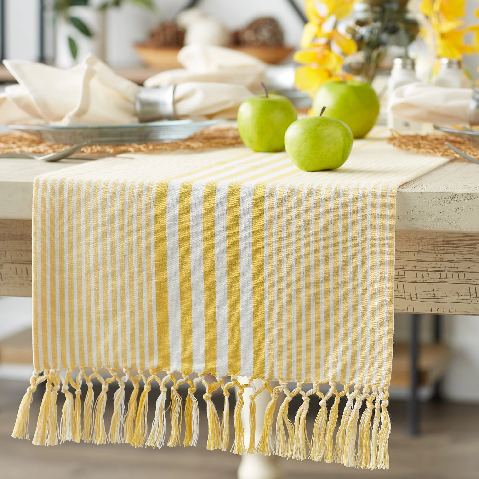 Deep Yellow Stripes 14X72 Table Runner