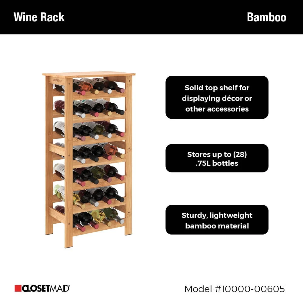 ClosetMaid Bamboo 28-Bottle Wine Rack
