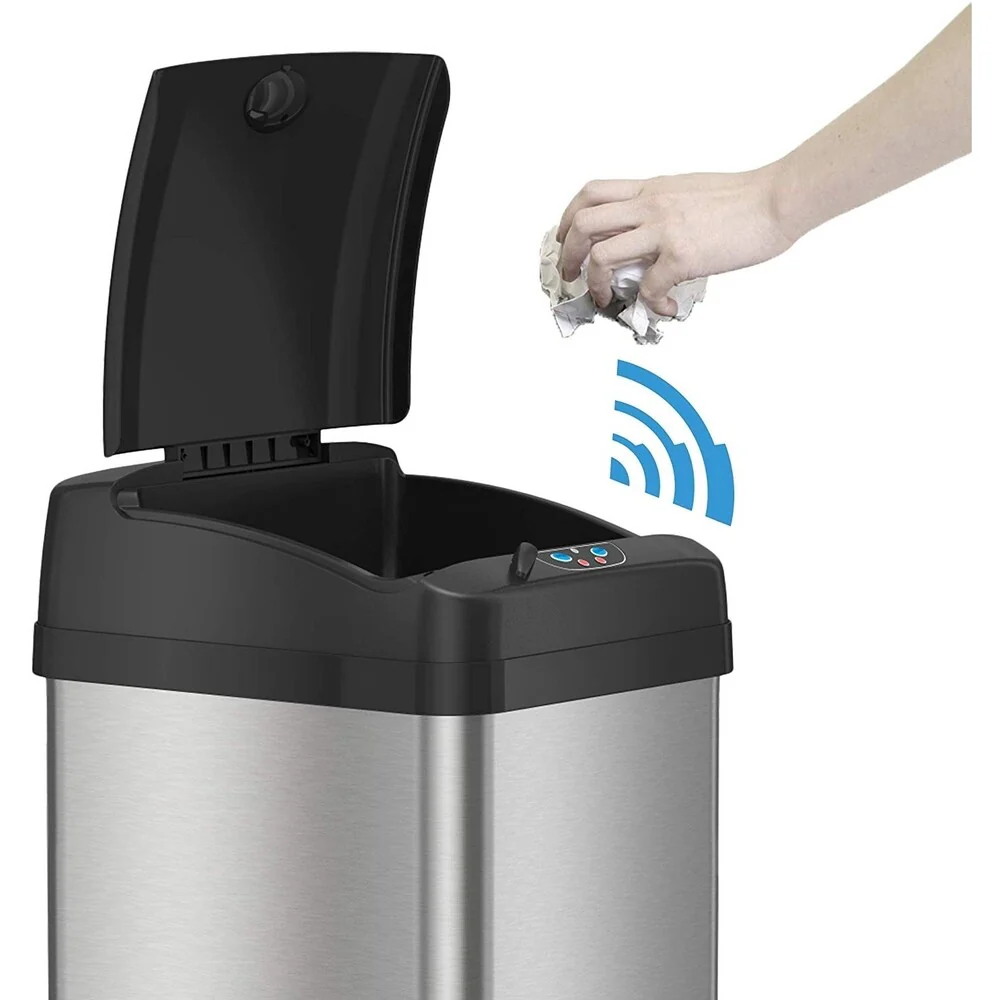 iTouchless 13 Gal Extra-Wide Stainless Steel Sensor Kitchen Trash Can