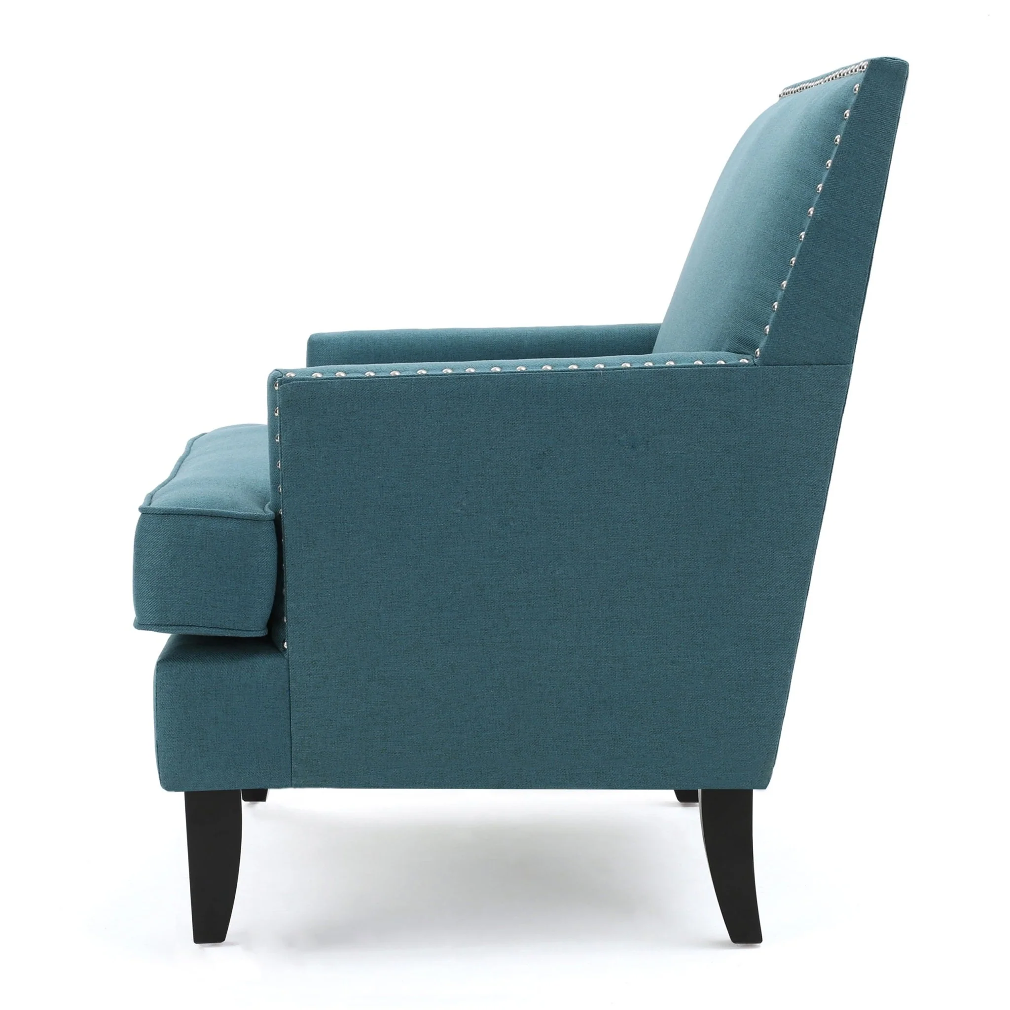 Serenada Upholstered Fabric Club Chair with Nailhead Trim and Tapered Birch Legs