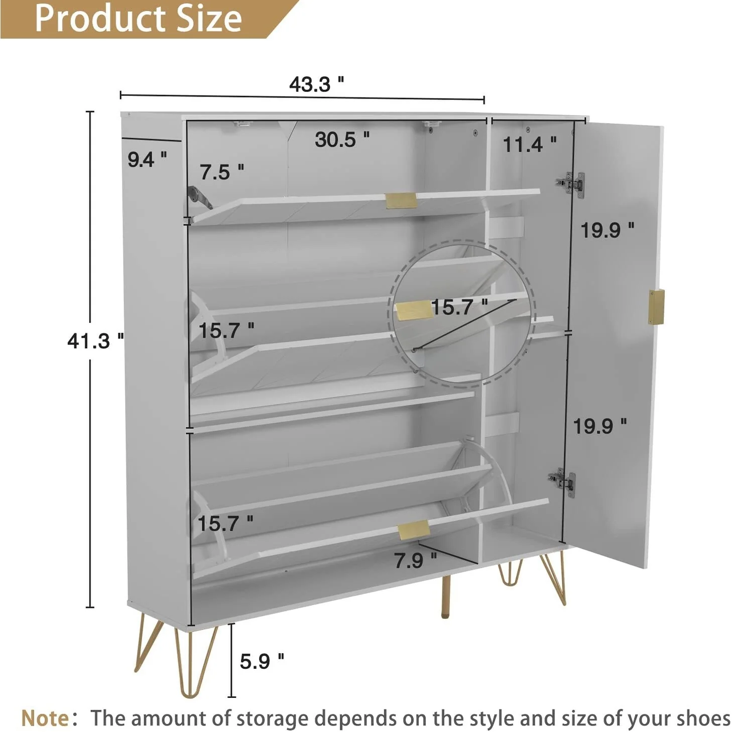 Shoe Cabinet with 3 Flip Drawers & Boot Rack Narrow Shoe Rack