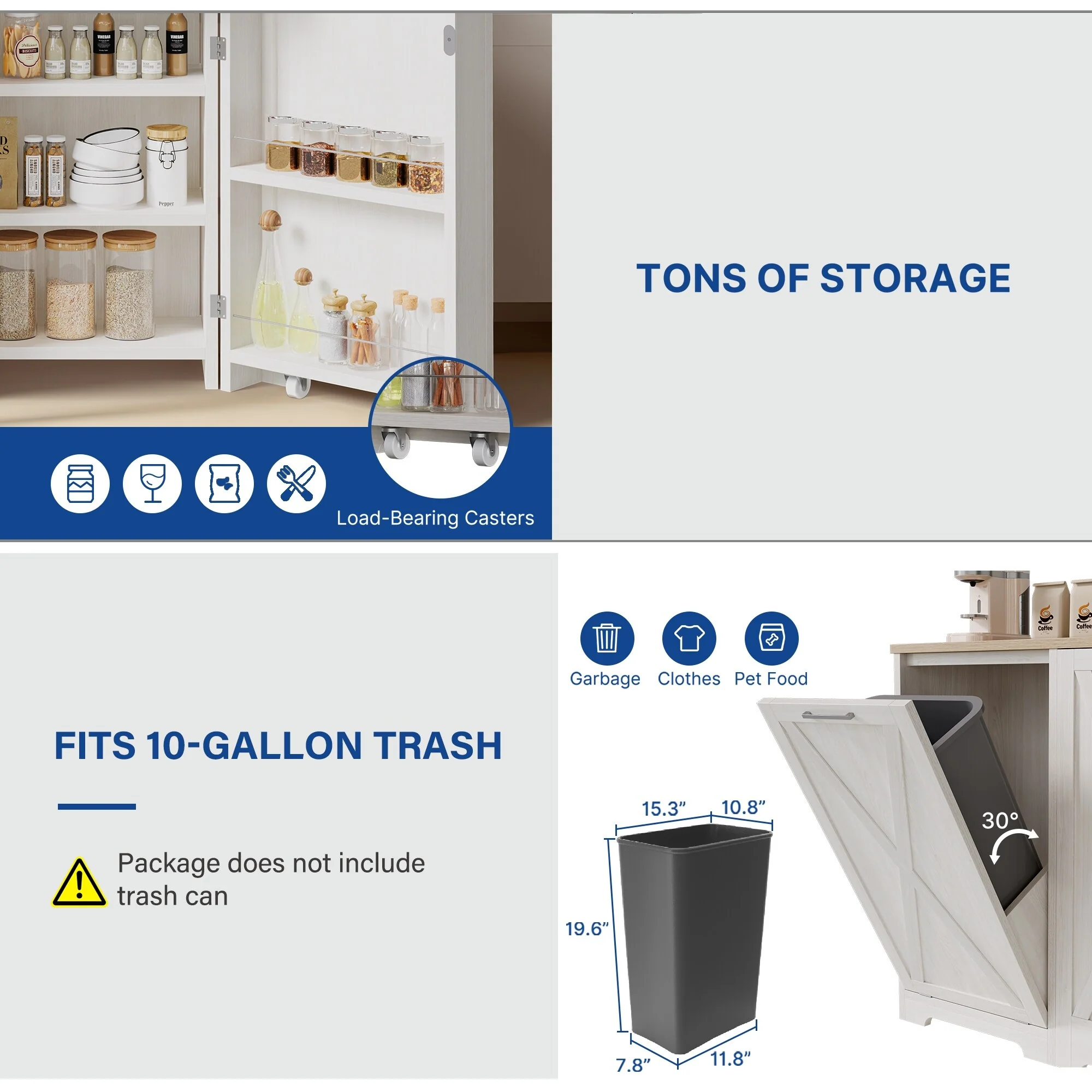 Moasis 13 Gallon Kitchen Tilt Out Trash Bin Cabinet with Power Outlet