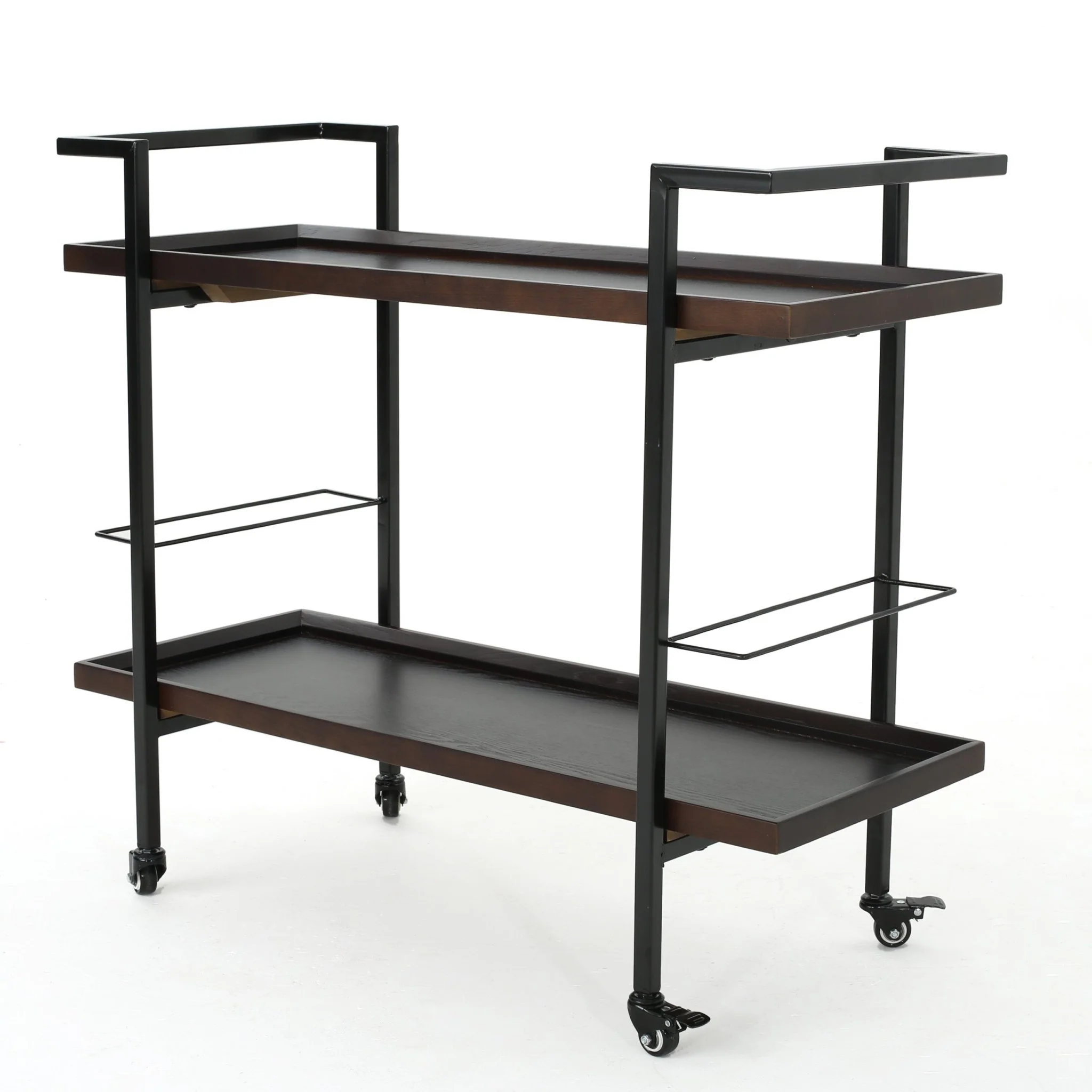 Bar Cart with Shelving and Lockable Rolling Wheels