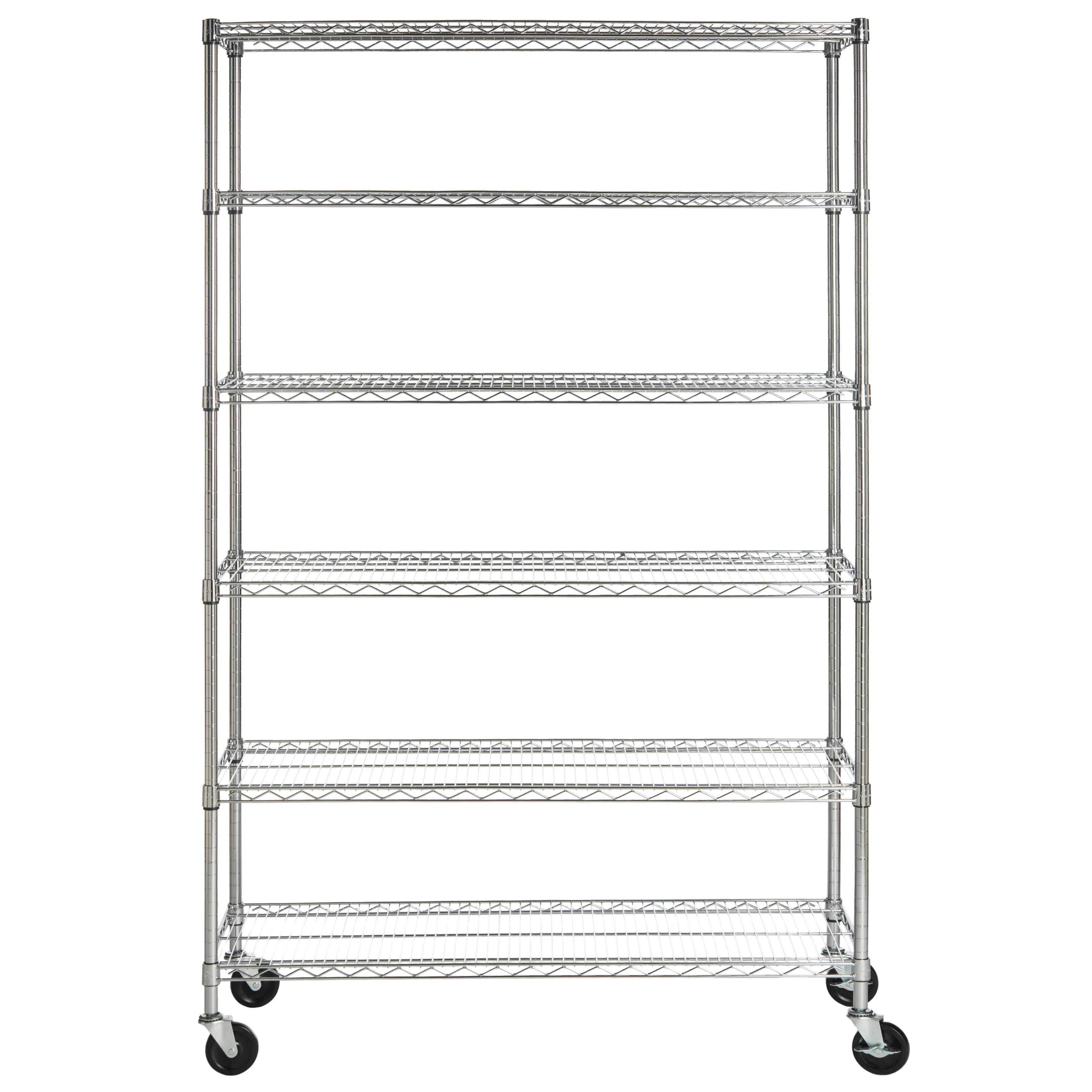 SAFAVIEH Storage Felecia 6 Tier Heavy Duty Commercial Chrome Wire Shelf - 47.6