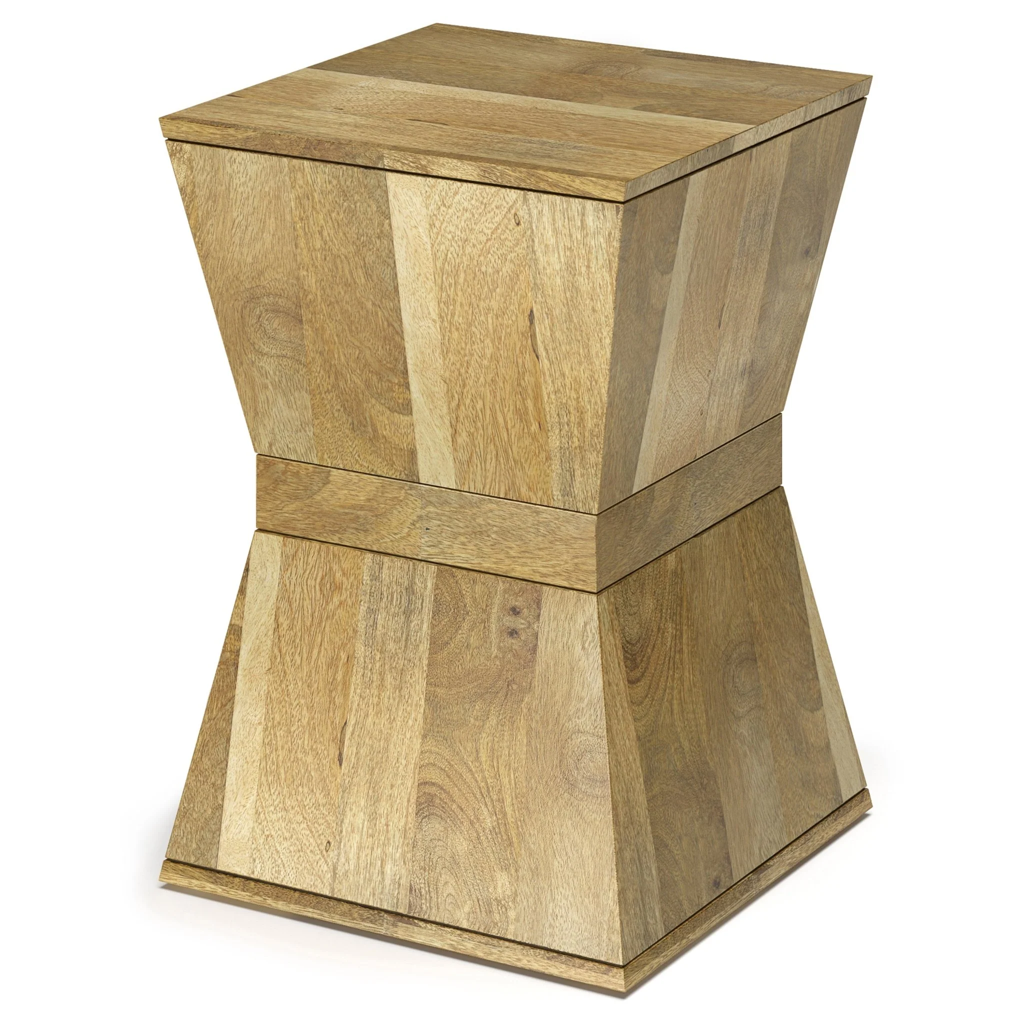 Geometric Wooden Side Table with Square Top and Base