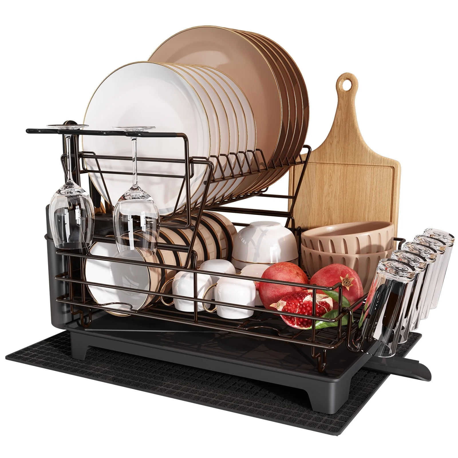 JASIWAY 2 Tier Kitchen Stainless Steel Dish Rack