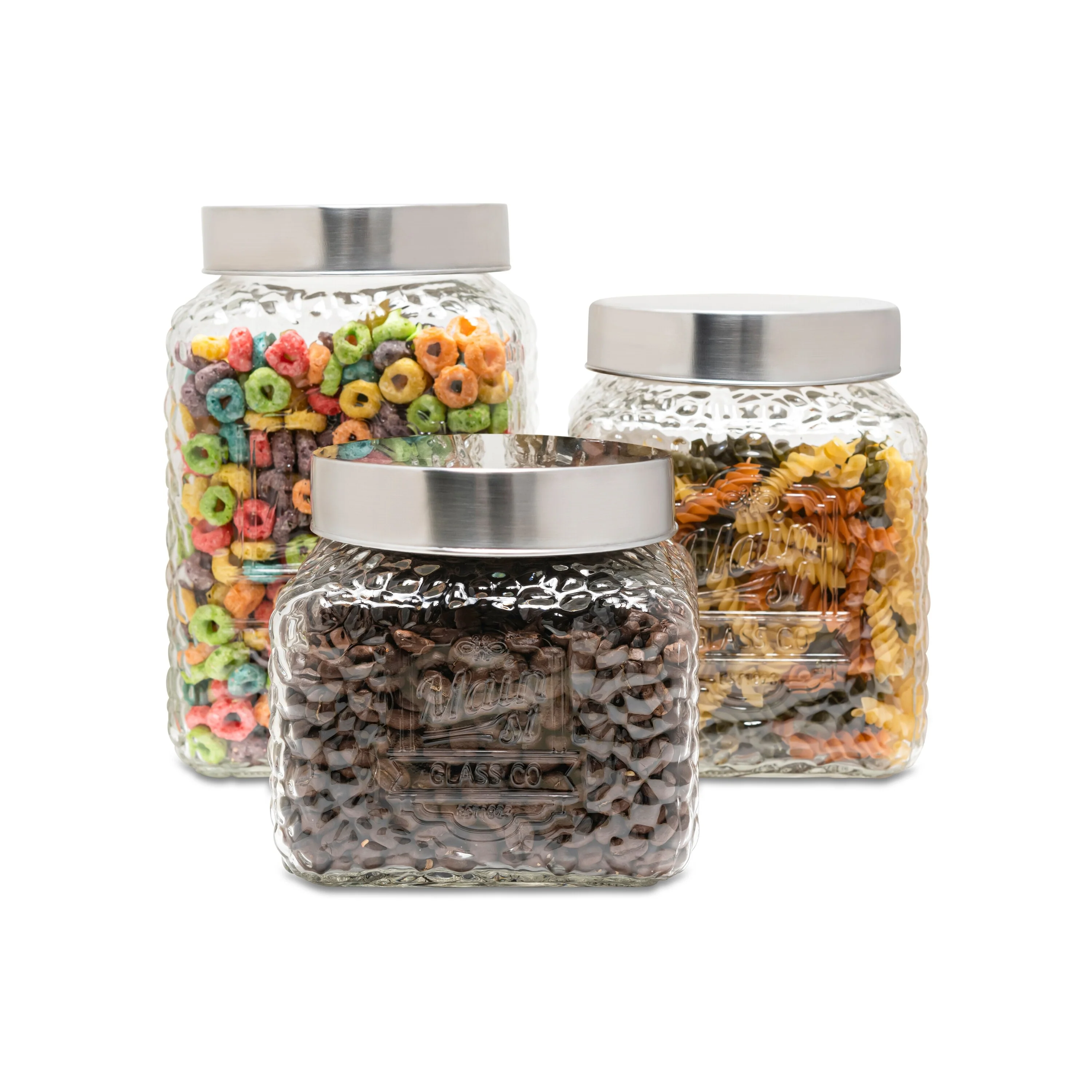 Main St Hammered Glass Canisters Set Of 3