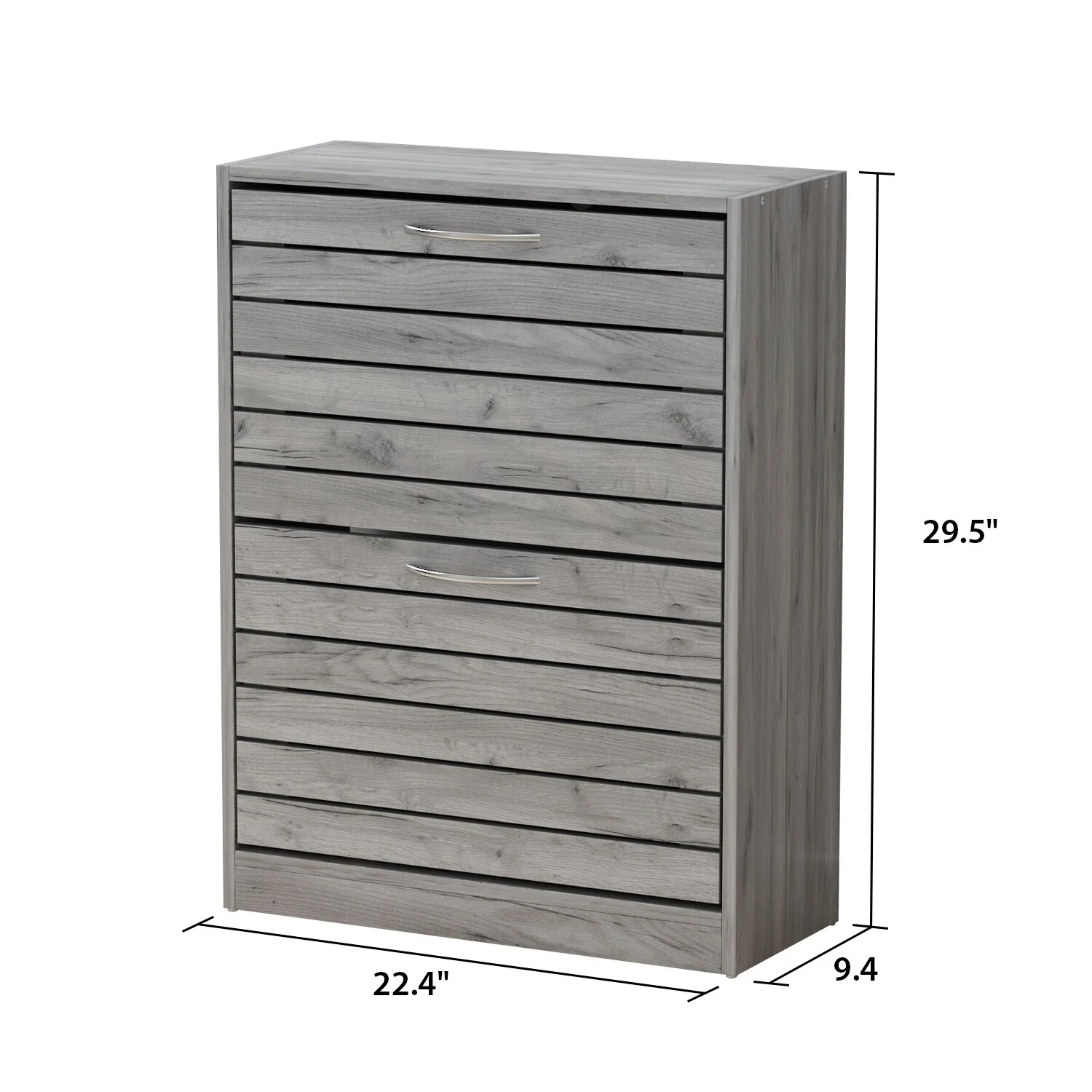 Shoe Storage Cabinet Two Drawer Space Saving Grey/Oak/White Dresser