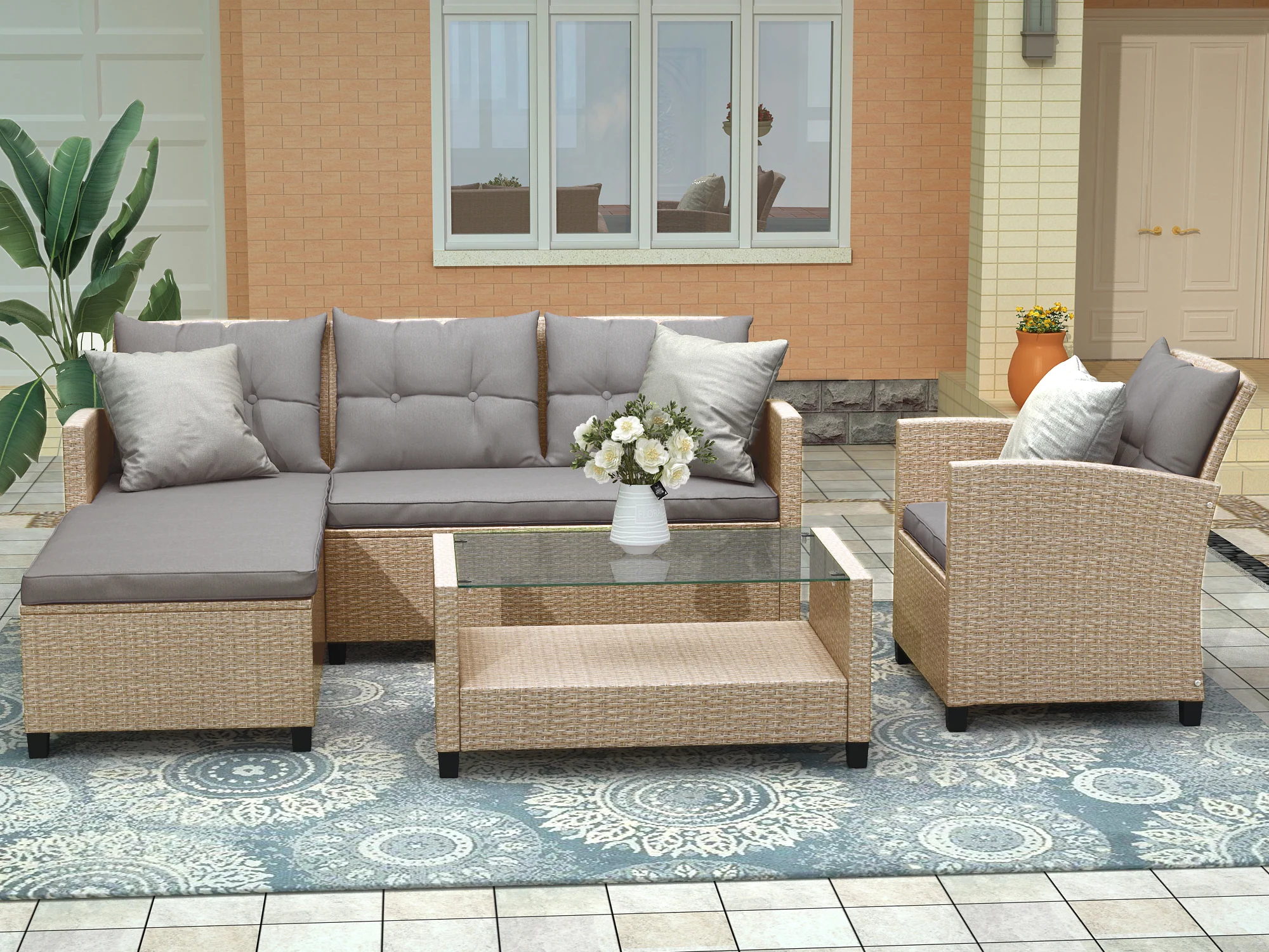 4-Piece Wicker Outdoor Seating Set