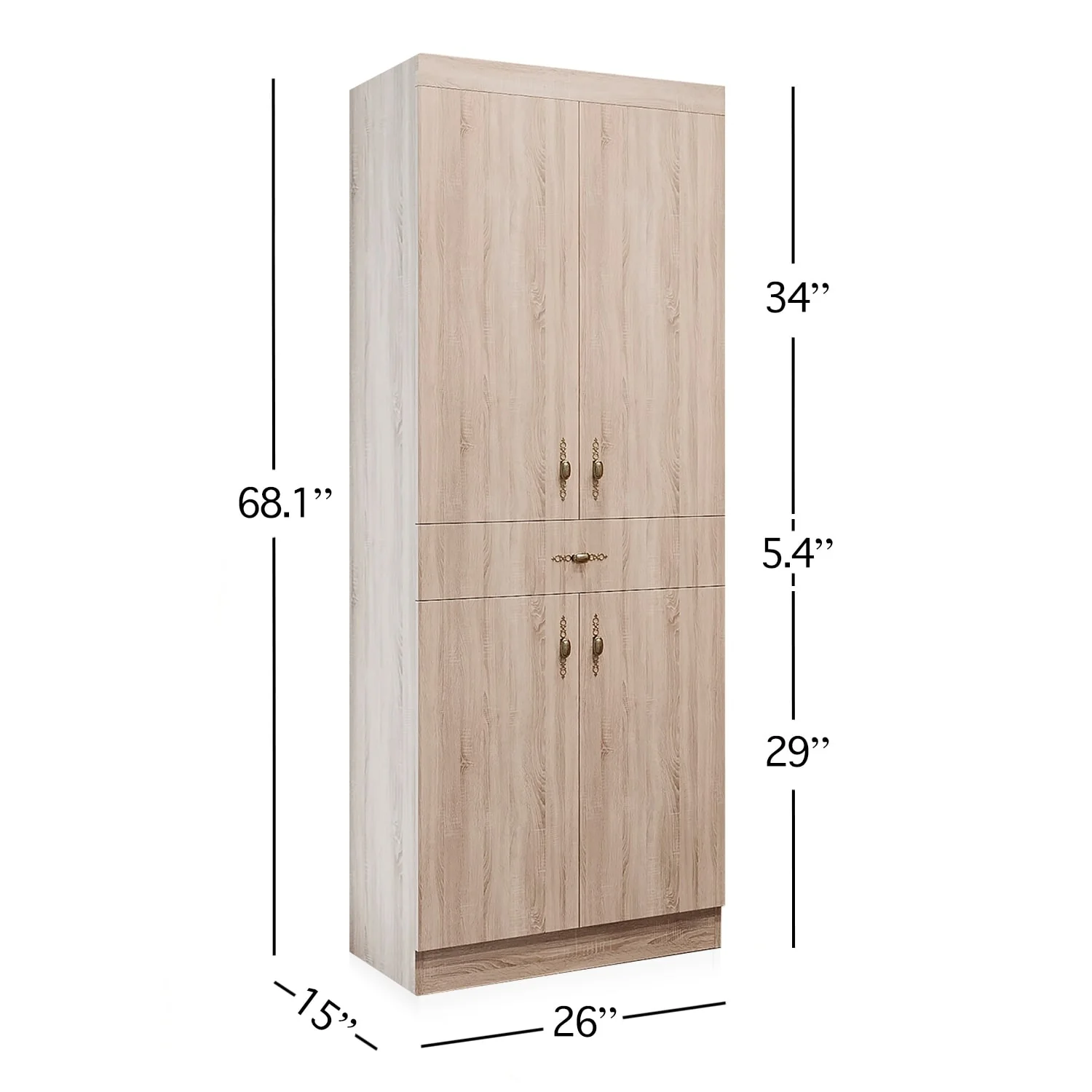 Living Skog Monti Food Pantry Storage Kitchen Cabinet with Adjustable Shelves and Drawer