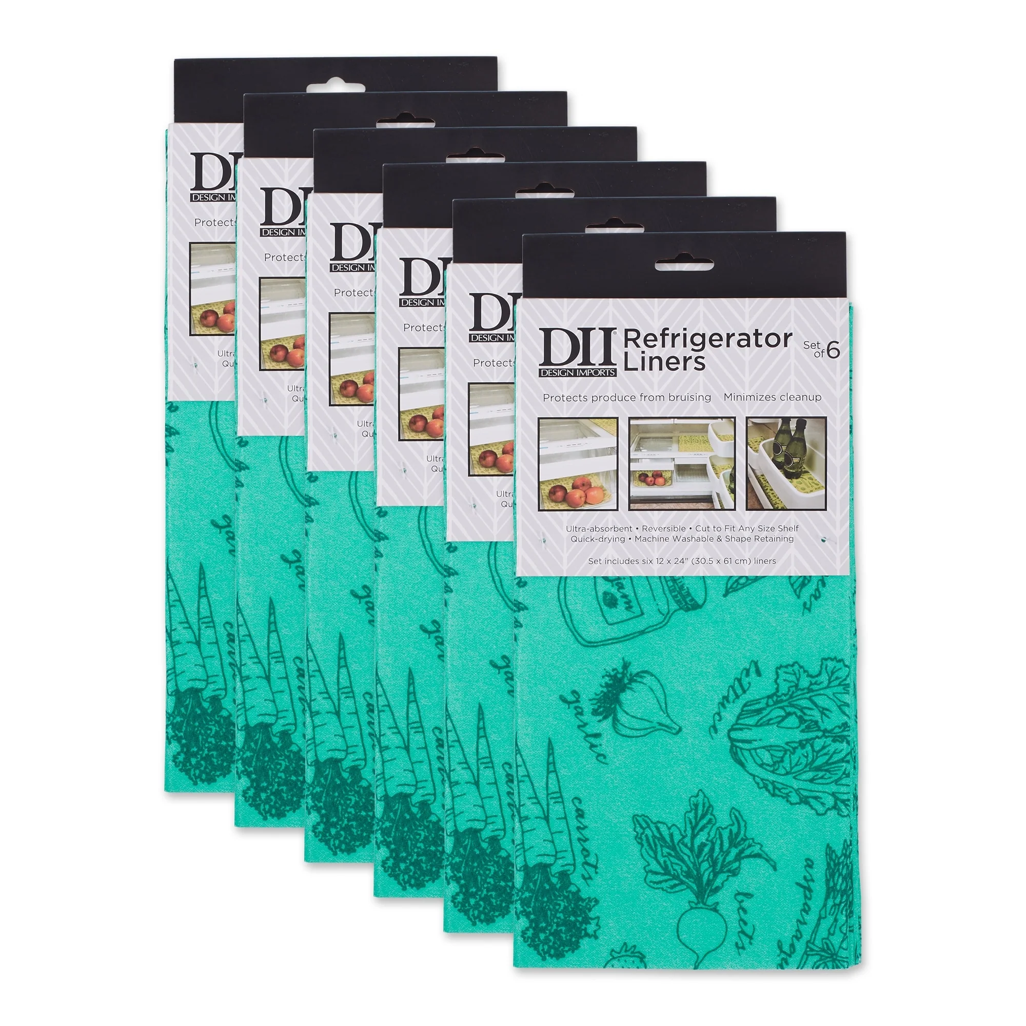 DII Nautical Blue Market Print Fridge Liner (Set of 6)