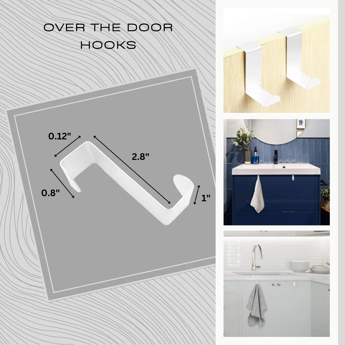 2 Stainless Steel Over the Door Hooks Space Saver Organizer 2 Pack - N/A
