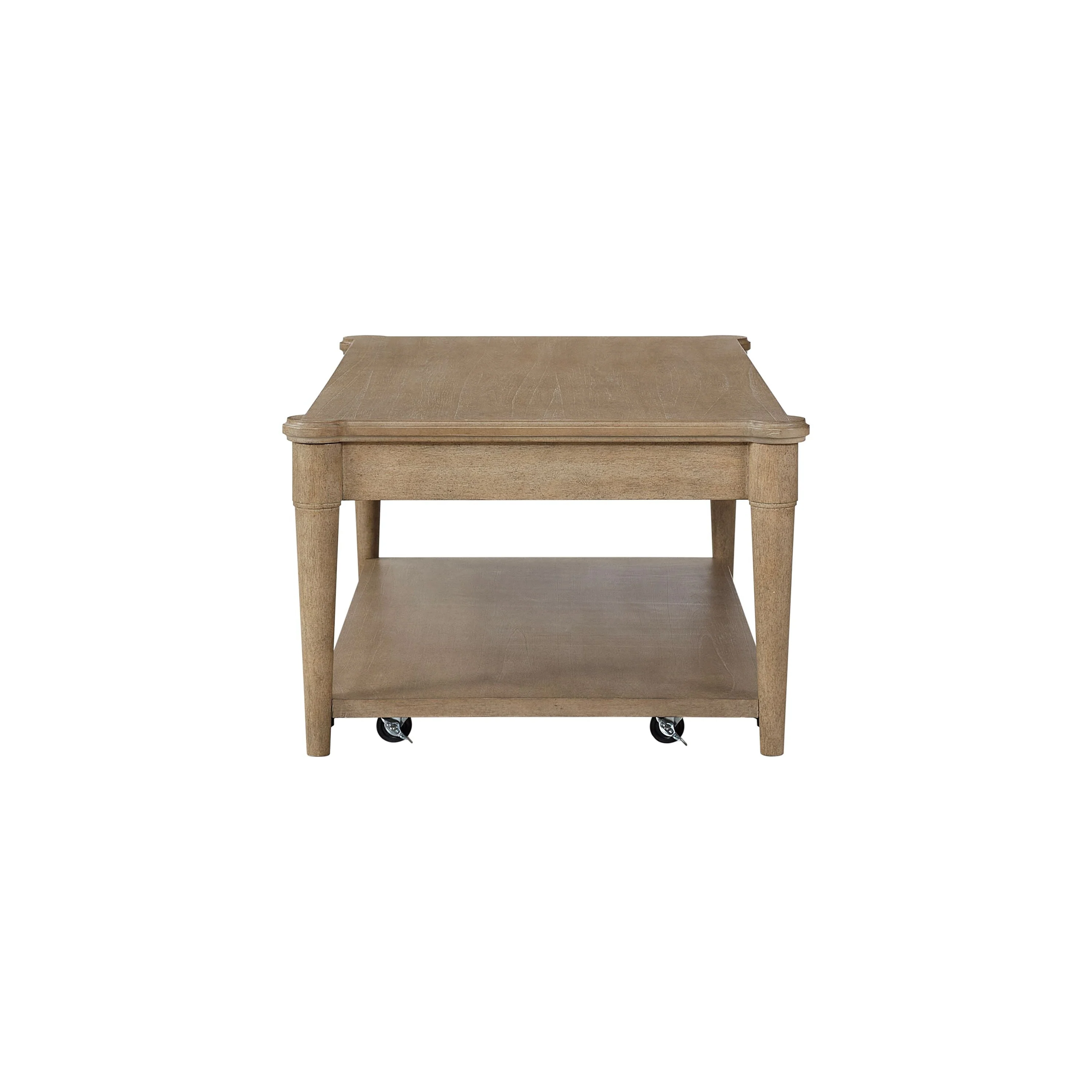 Cocktail Table with Casters, 2 Storage Drawers and Bottom Shelf