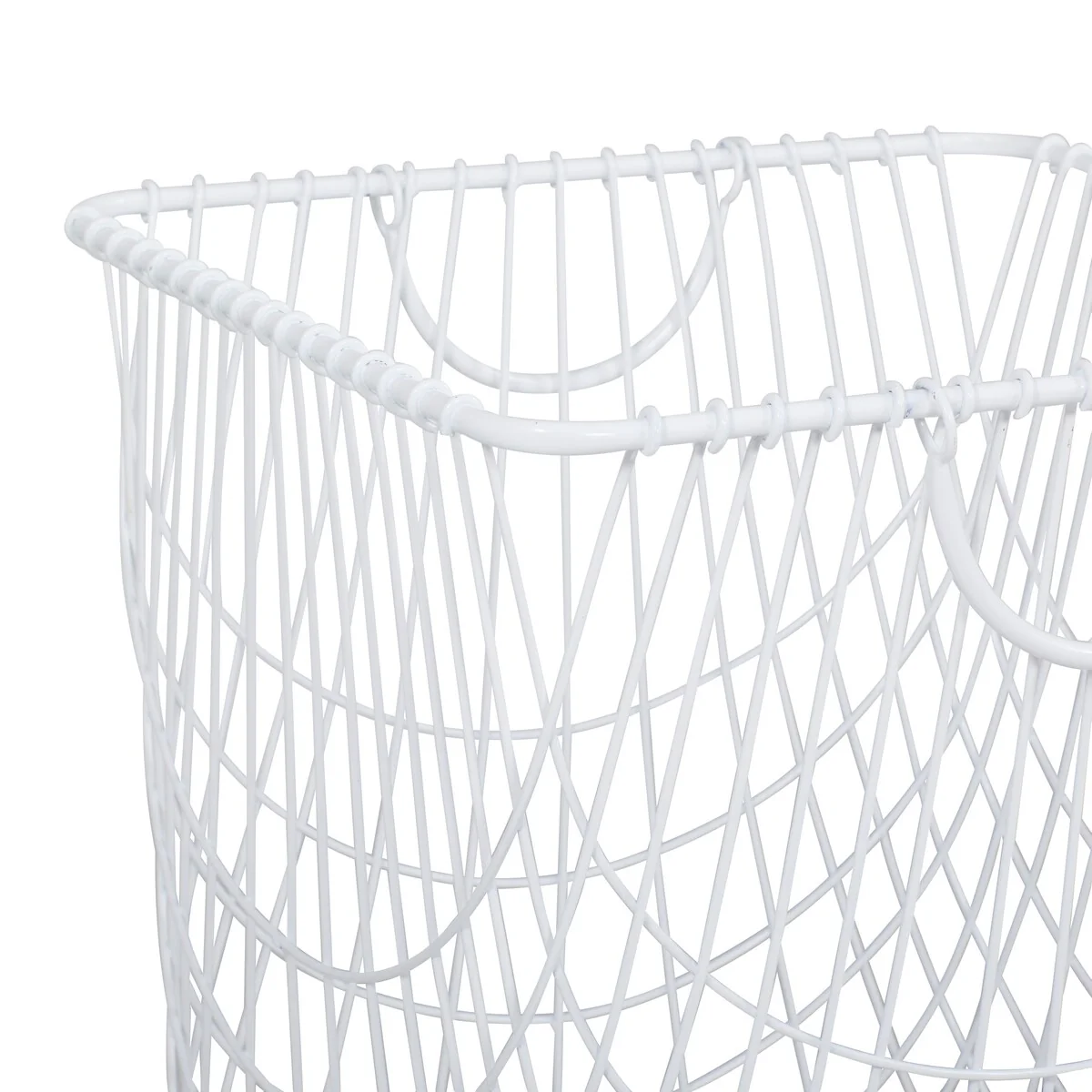 Metal Deep Set Wire Mesh Rolling Laundry Basket Storage Cart with Handles - Black, Gold, White - CosmoLiving by Cosmopolitan