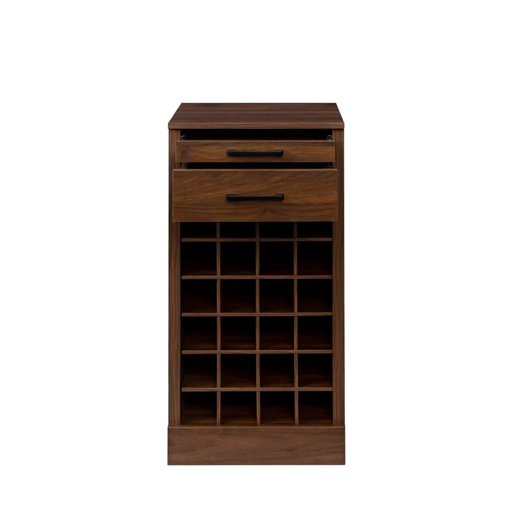 28 Slots Wood Wine Bar Cabinet with Storage Shelves - N/A