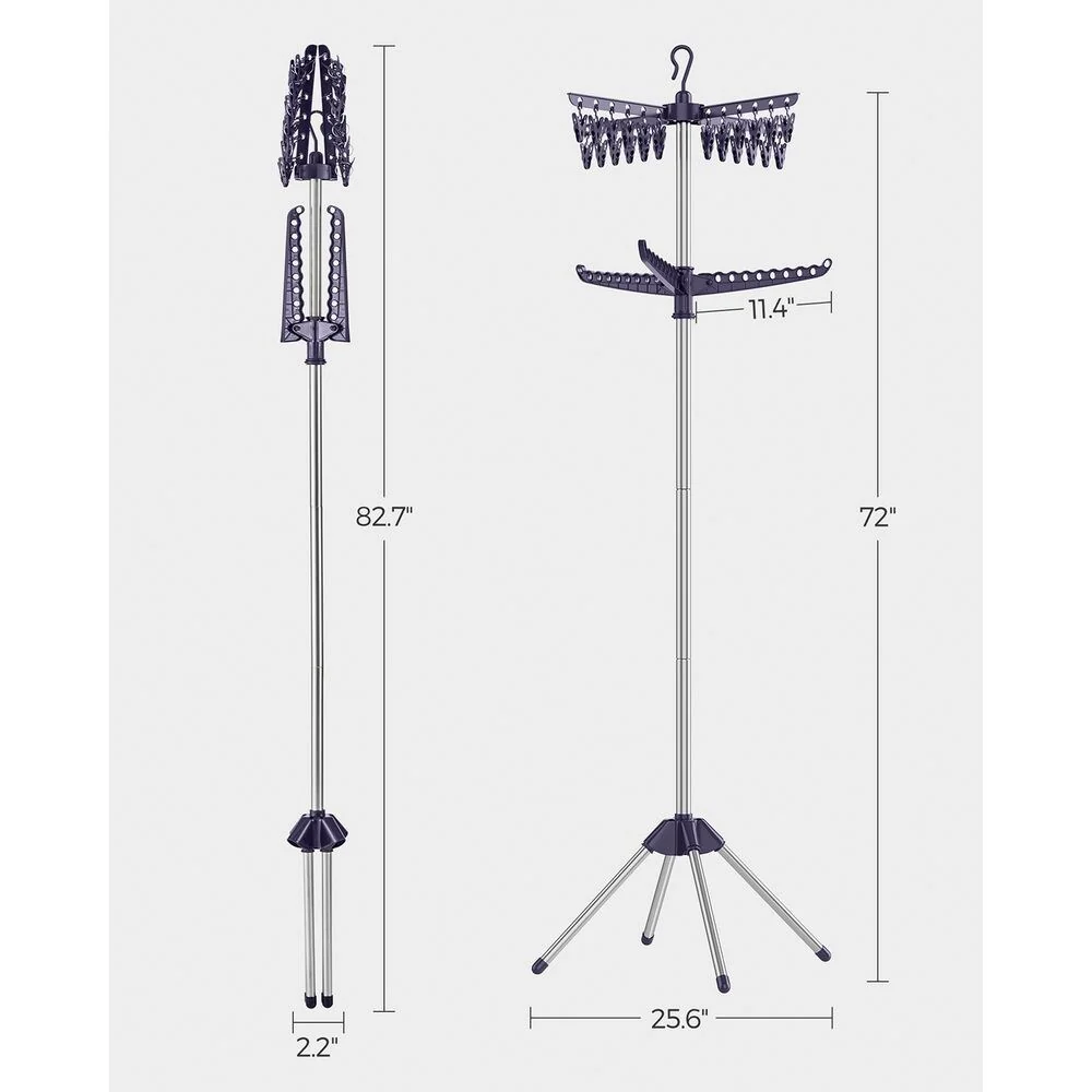 Stainless Steel Foldable Clothes Drying Rack with 360° Rotatable Arms Large Capacity and Space-Saving Design