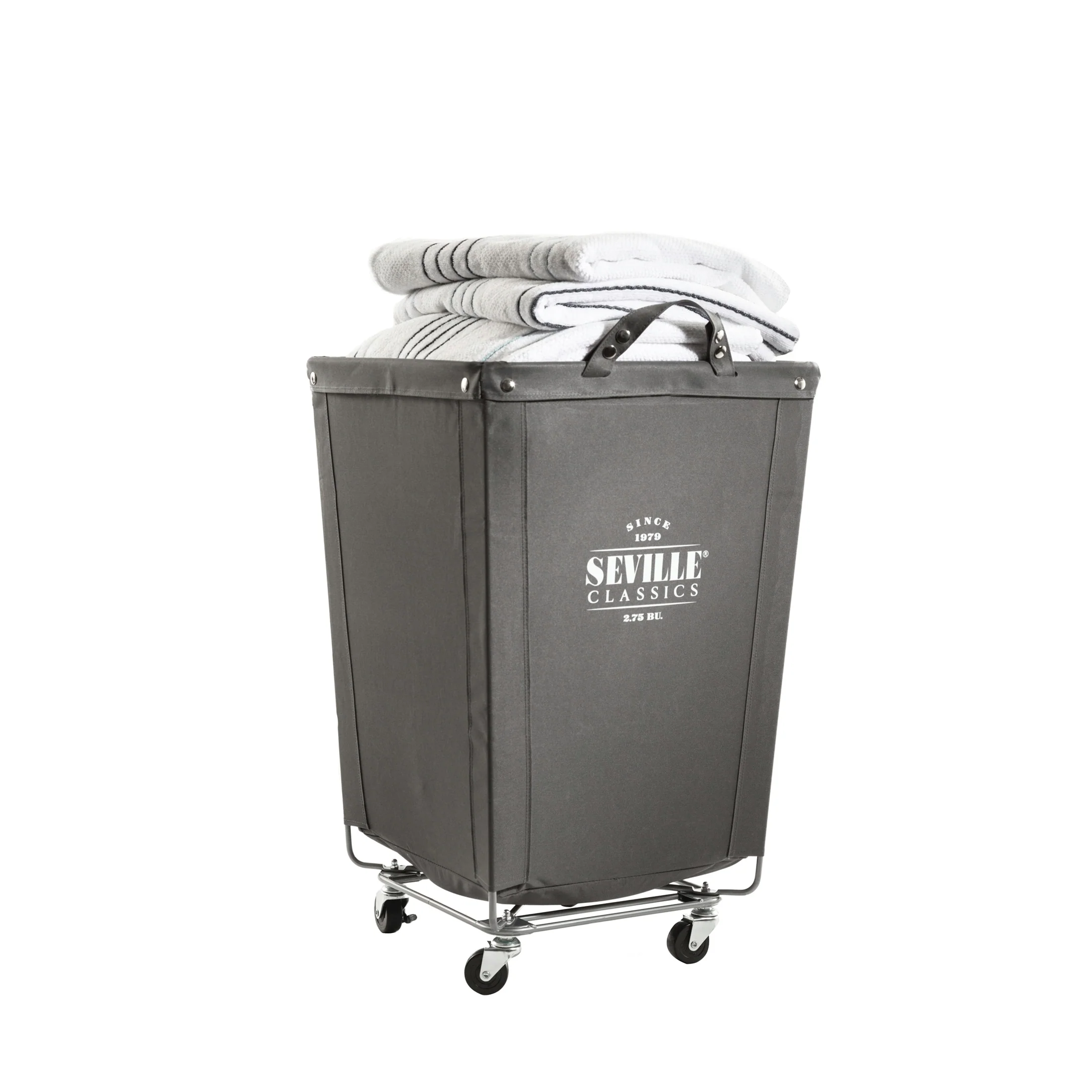 Seville Classics Commercial Heavy-Duty Canvas Laundry Removable Basket Hamper with Wheels, 18.25
