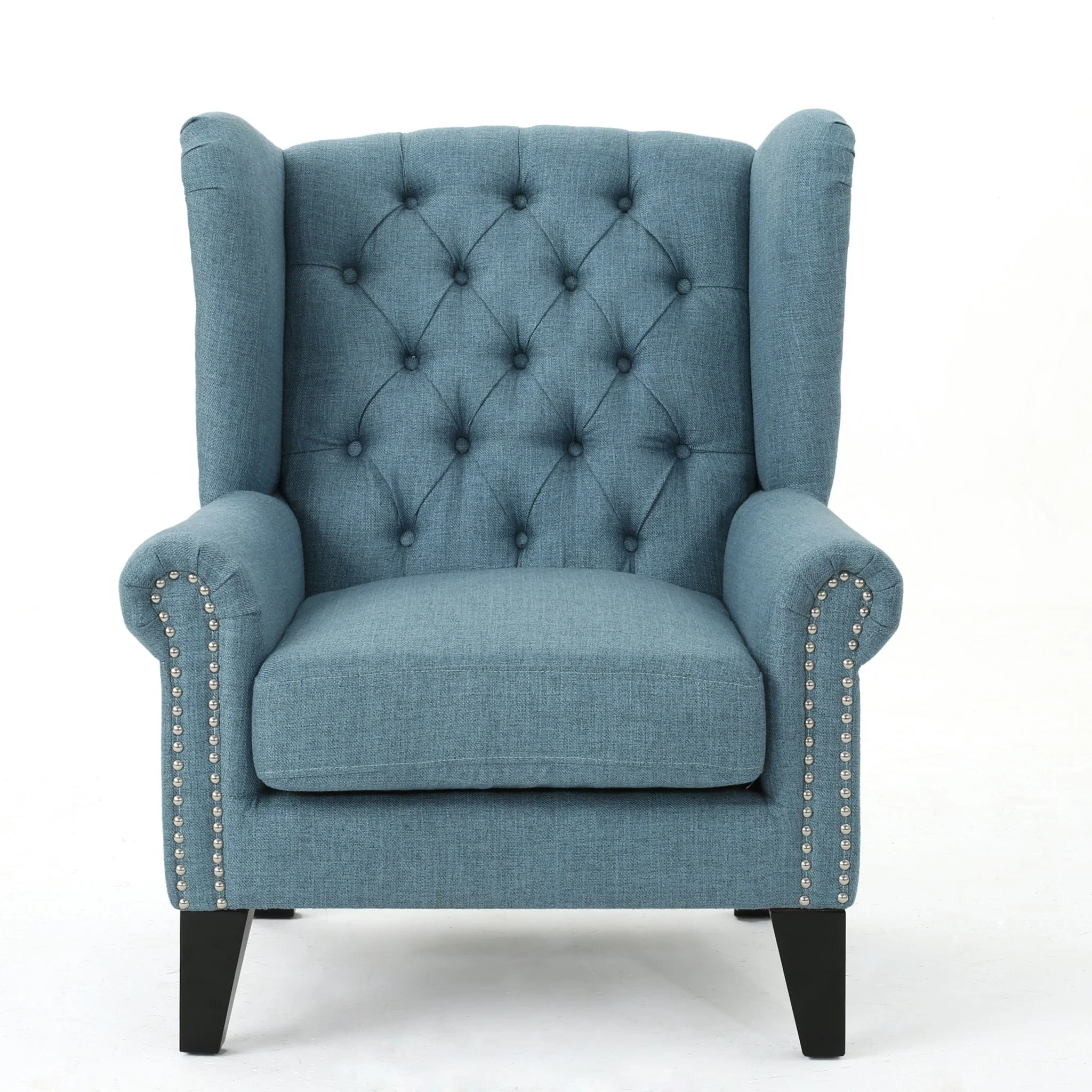 Cerebral Upholstered Wingback Chair with Diamond Tufting and Nailhead Trim