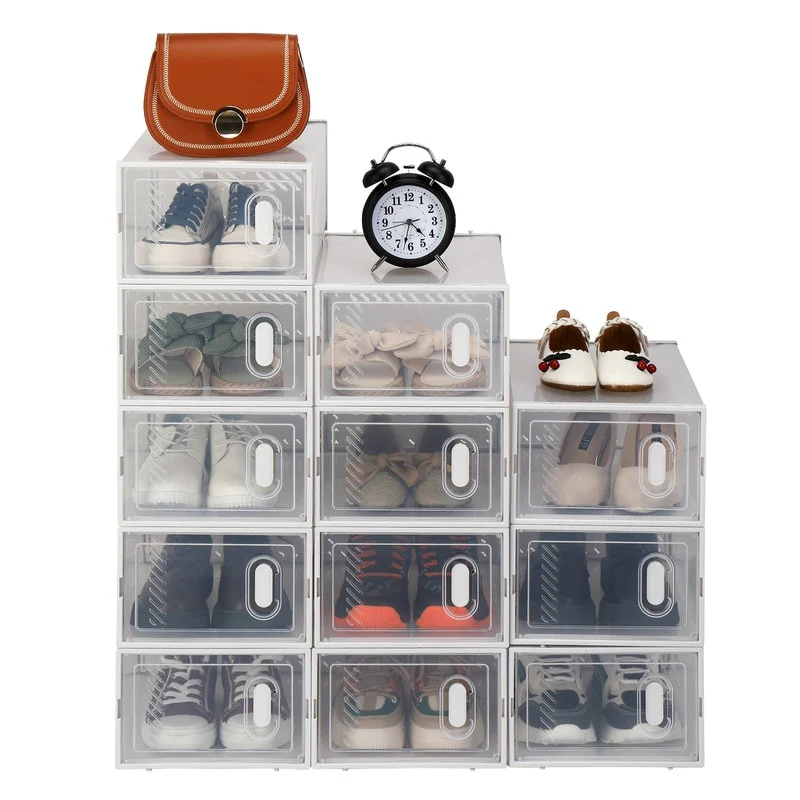 Clear Plastic Stackable Shoe Storage Boxes (Set of 18/12/6 )