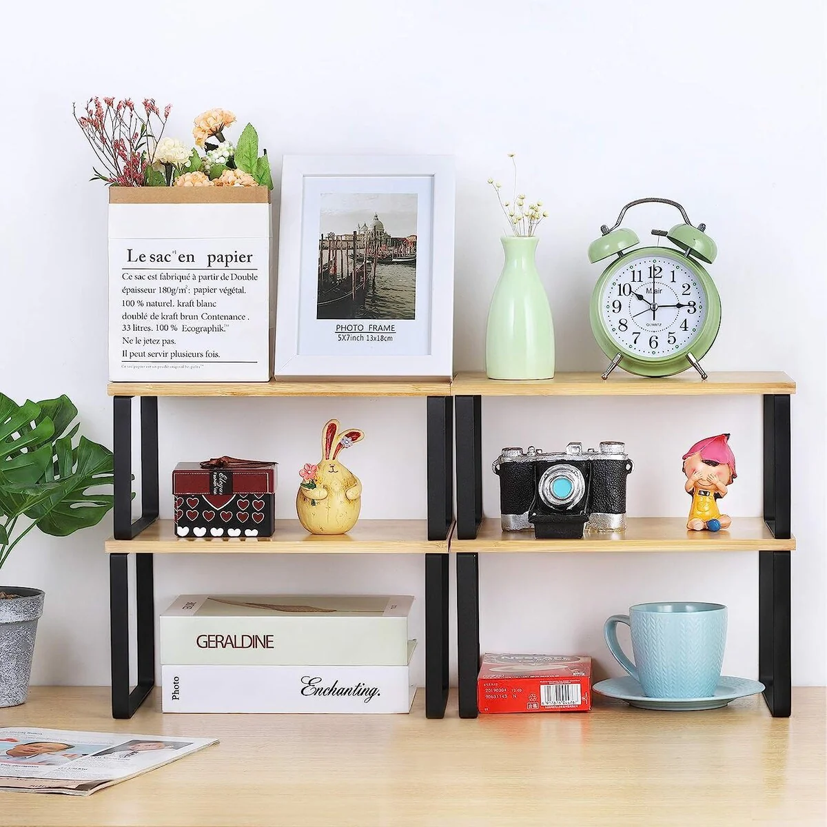 Stackable Kitchen Cabinet Shelves Organizer