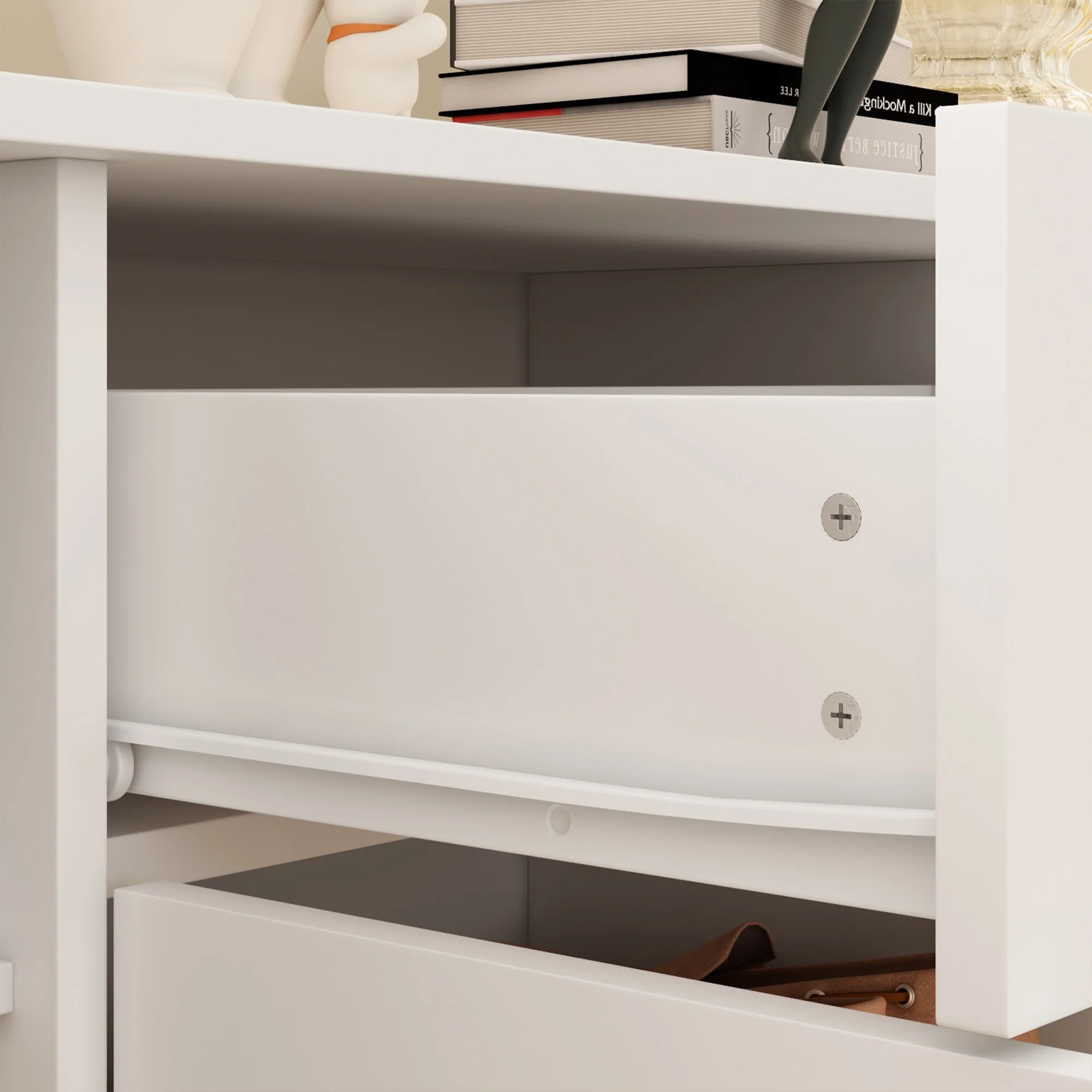 Multi-Functional White Shoe Cabinet with Adjustable Shelves Entryway