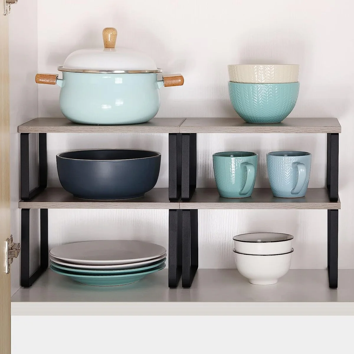 Stackable Kitchen Cabinet Shelves Organizer