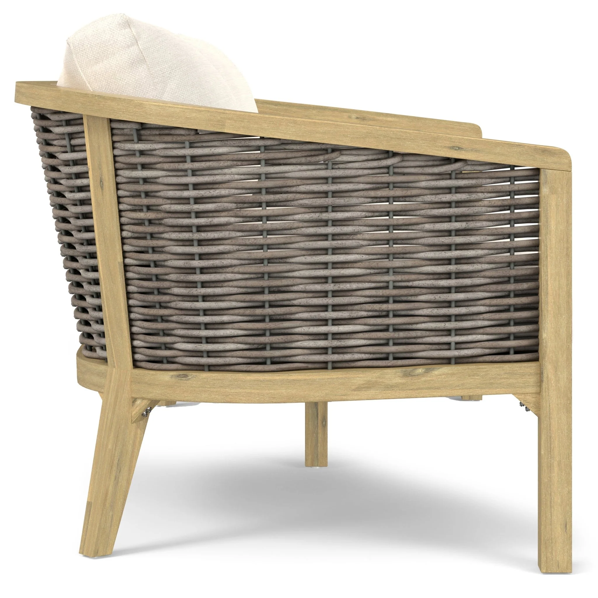 Outdoor Hand-Woven Rattan Sofa with Curved Frame