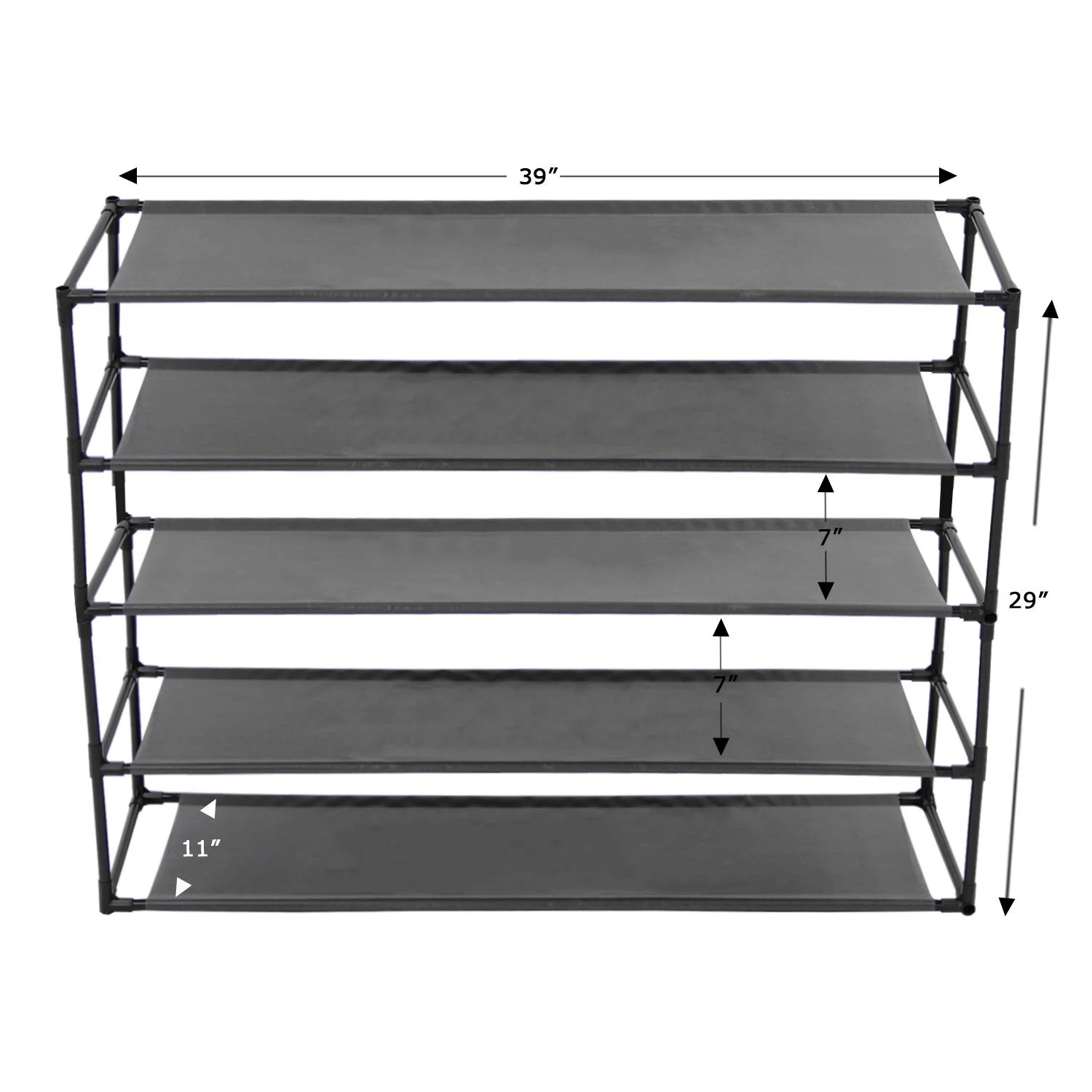 Shoe Rack Detachable Non-Woven Waterproof Fabric Shoe Organizer Tower Black Set of 2