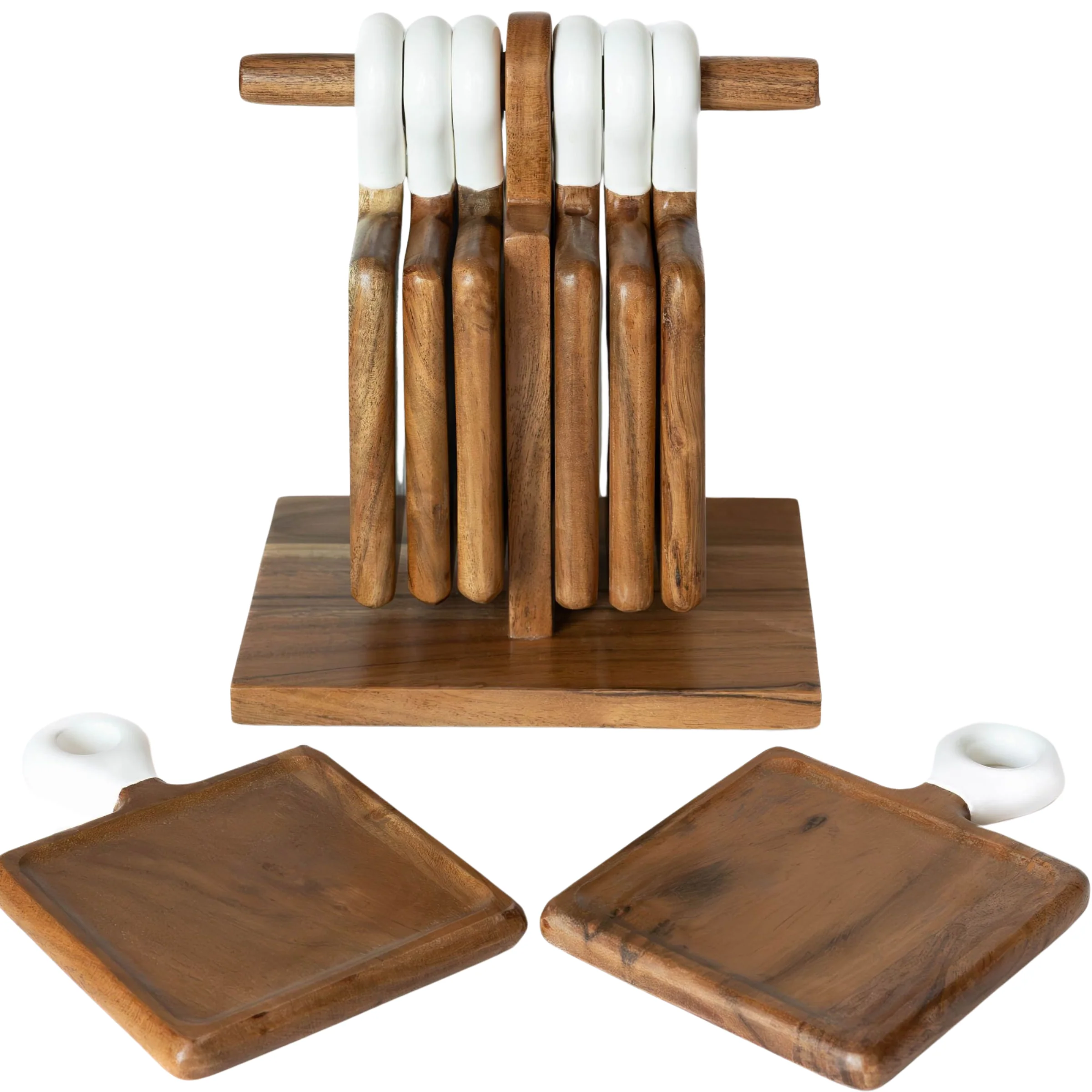 Jeanne Fitz Wood + White Collection Acacia Wood mini Charcuterie Board, Set of 8